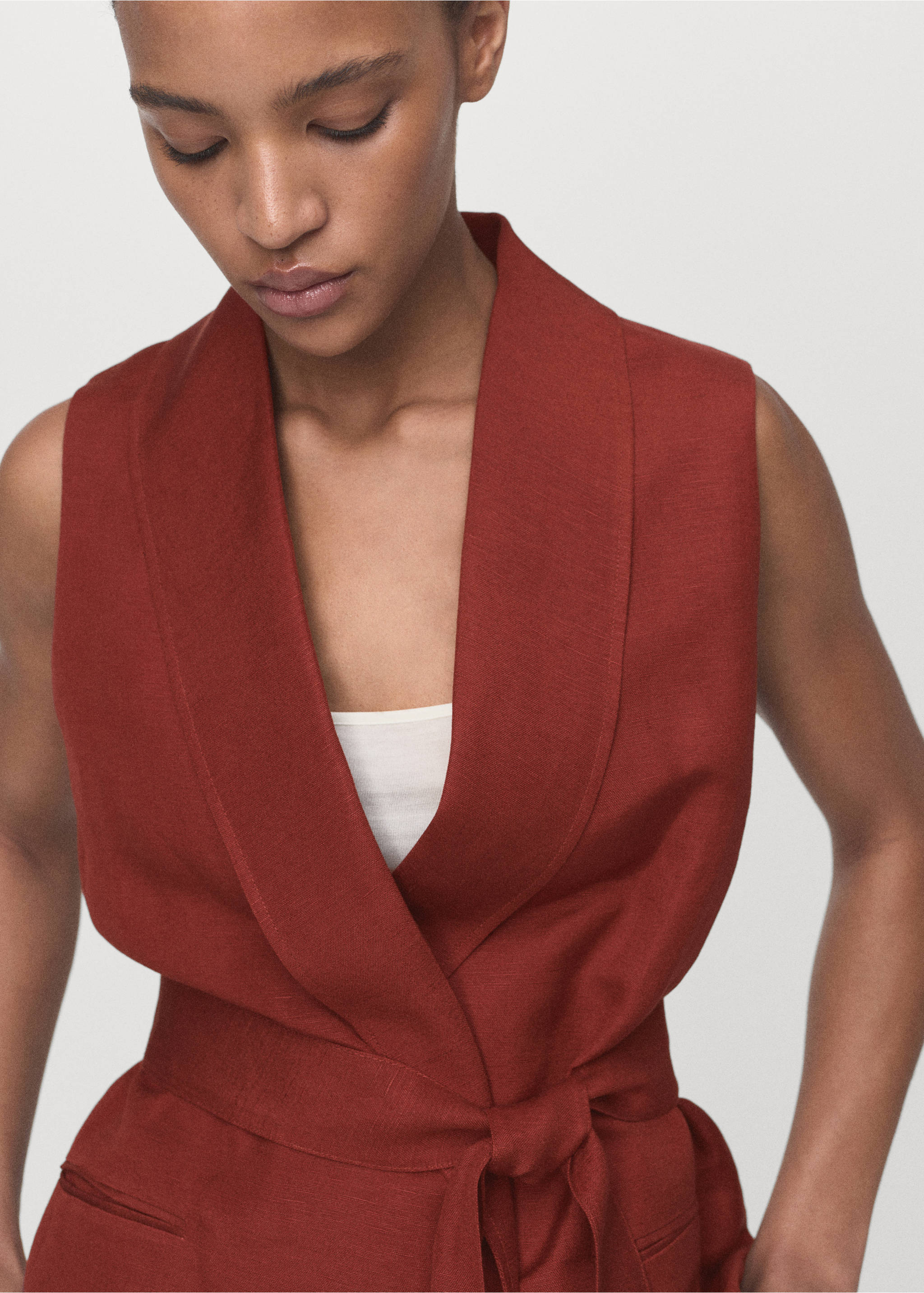Gilet costume lin ceinture - Verso de l’article, Cuivre. Ref: 17066734-00.
