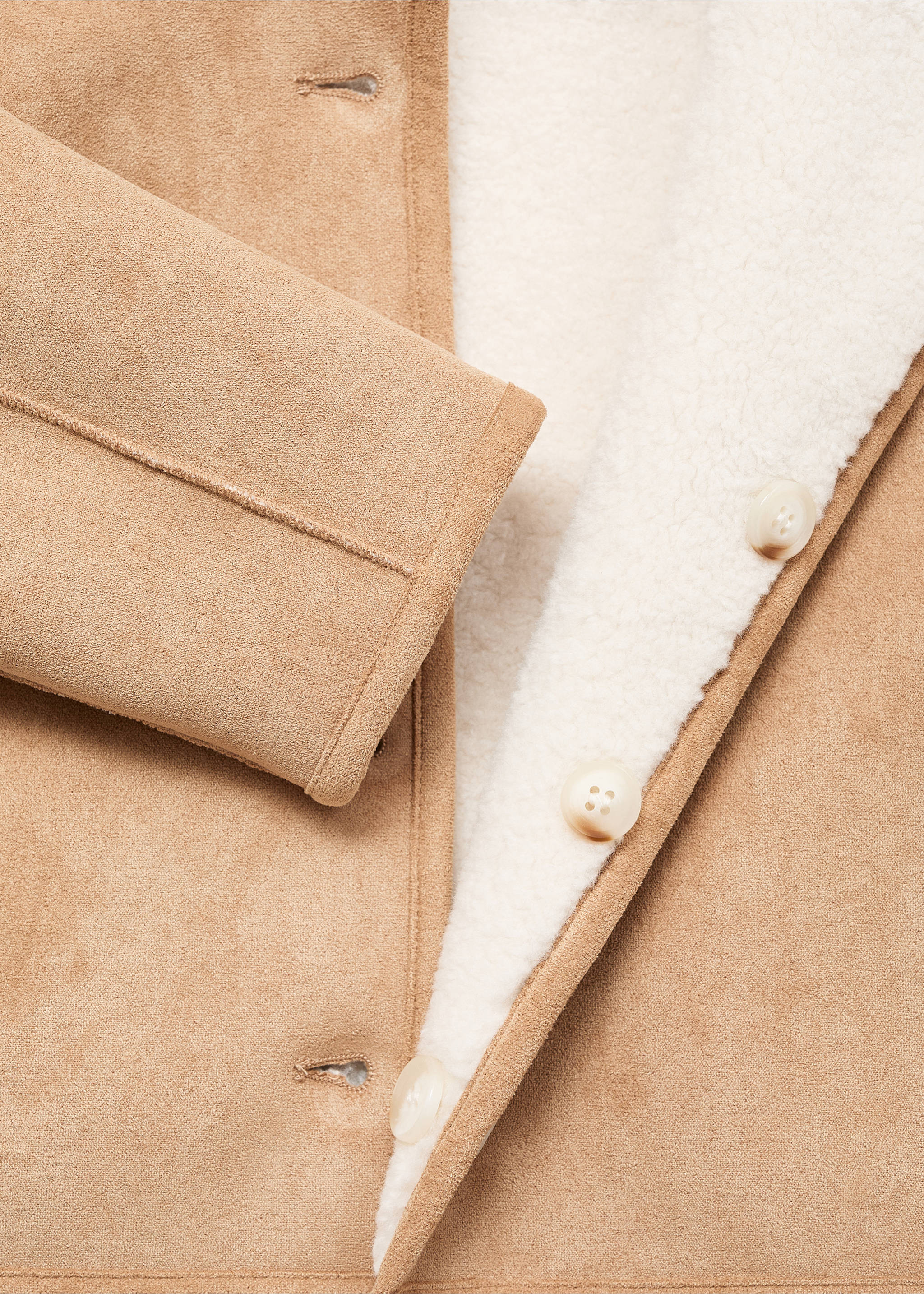 Reversible double-faced teddy coat - Details of the article 0, Medium Brown. Ref: 17066735-00.