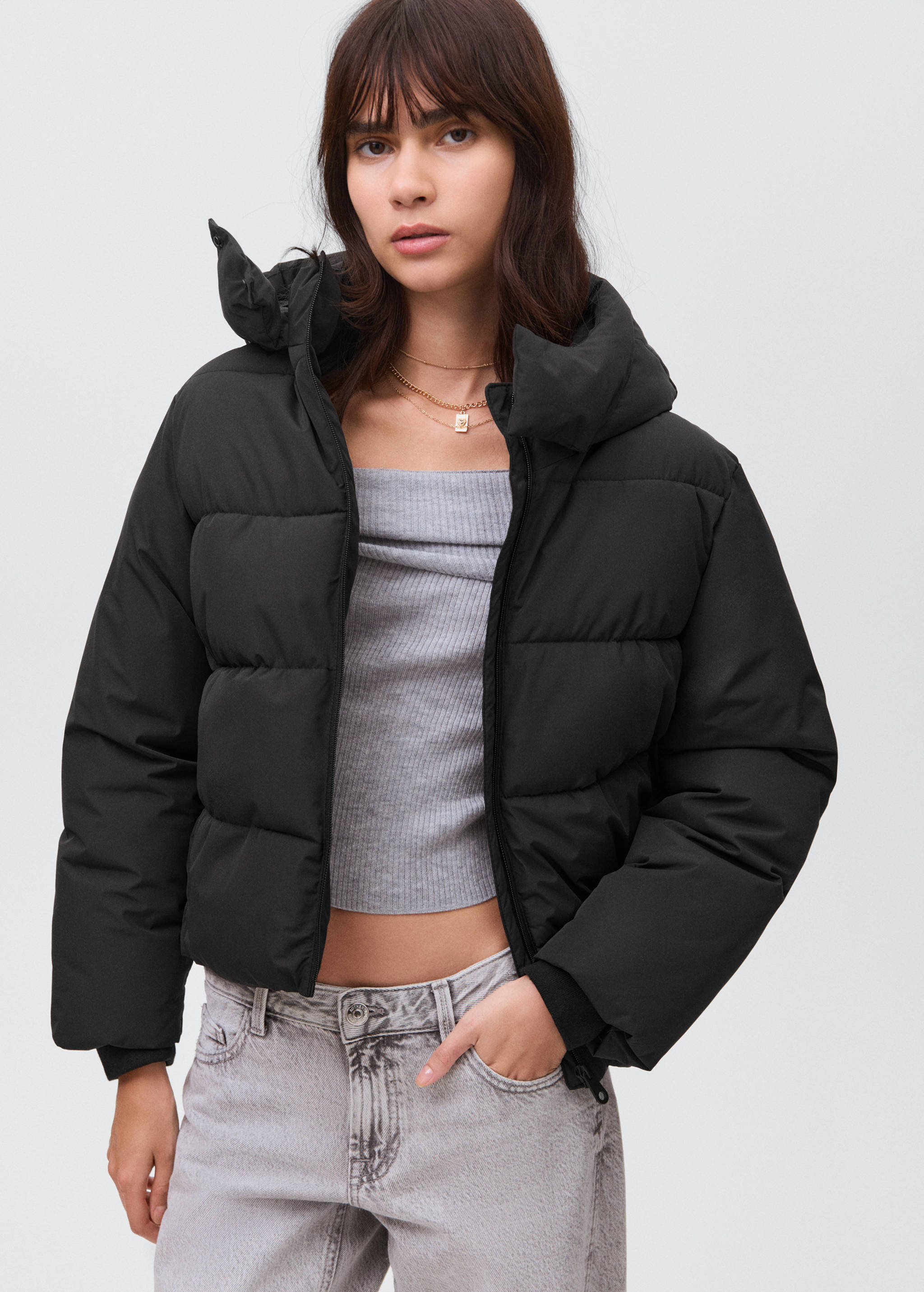 Gepolsterter Anorak mit Kapuze - Mittlere Ansicht