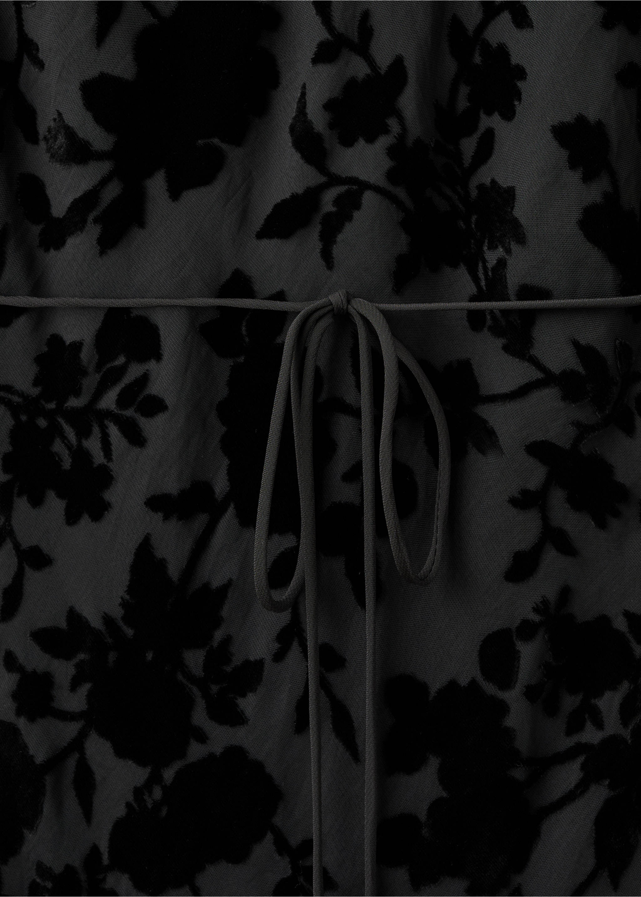 Floral jacquard dress with bell sleeves - Details of the article 8, Black. Ref: 17067136-00.