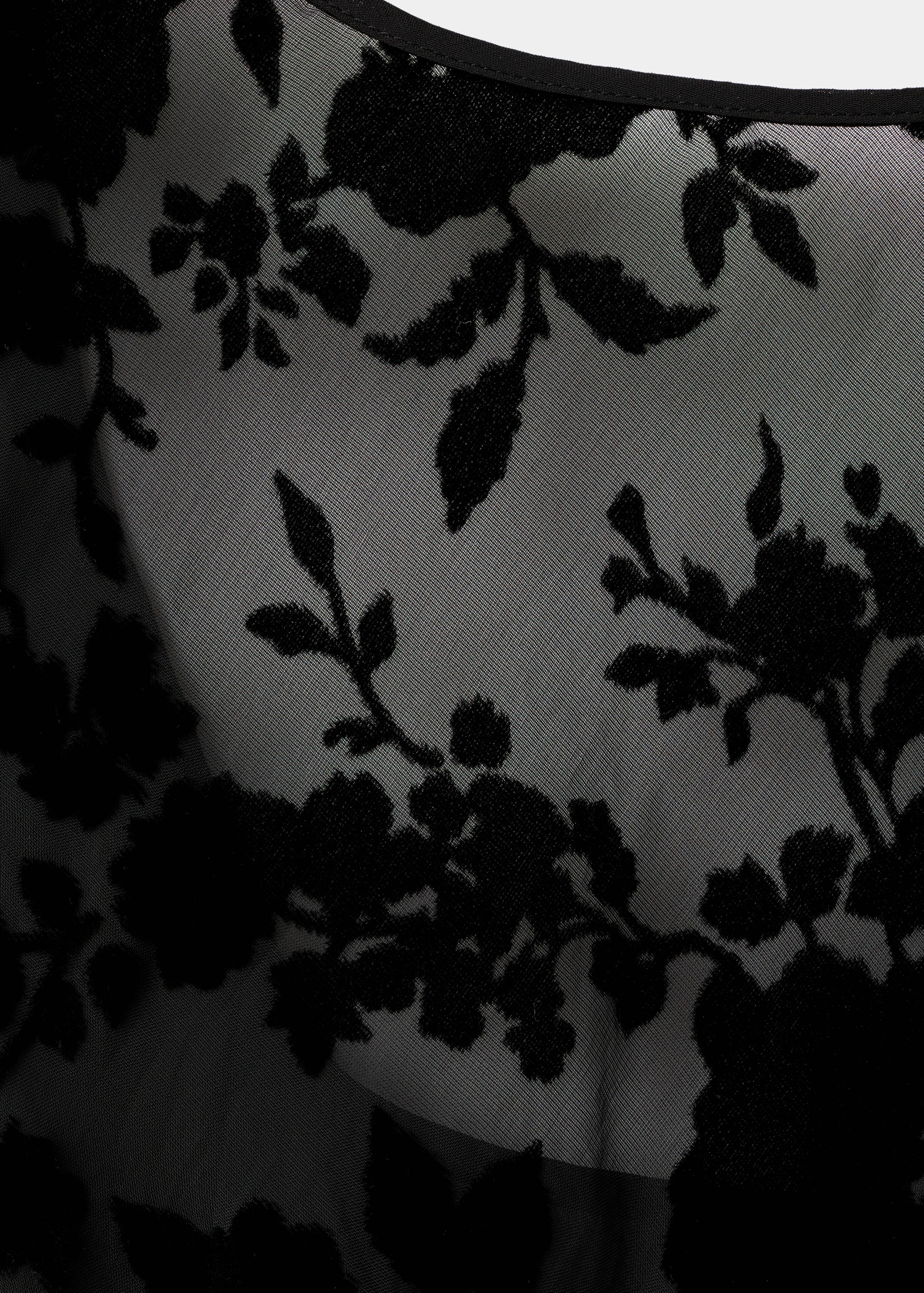 Jacquard-Kleid mit Blumenmuster und ausgestellten Ärmeln - Detail des Artikels 0