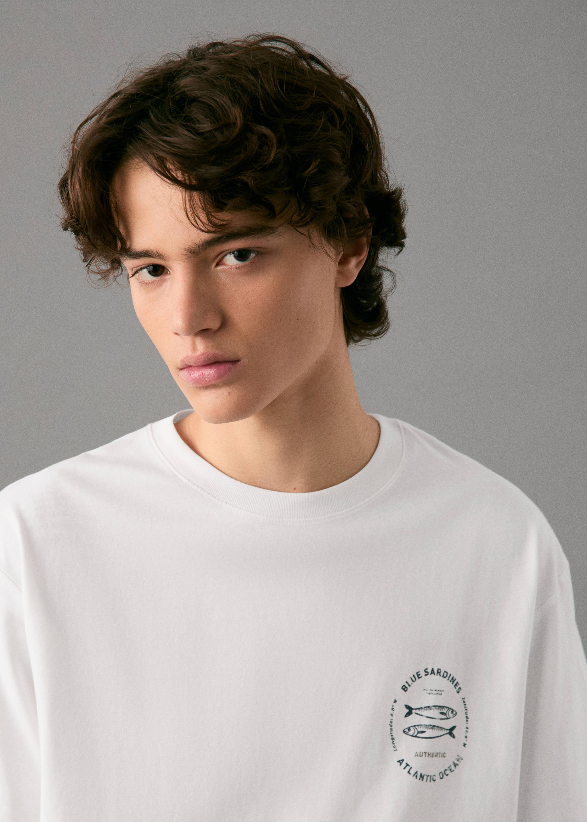 Printed cotton-blend t-shirt - Details of the article 1, Off White. Ref: 17067761-00.
