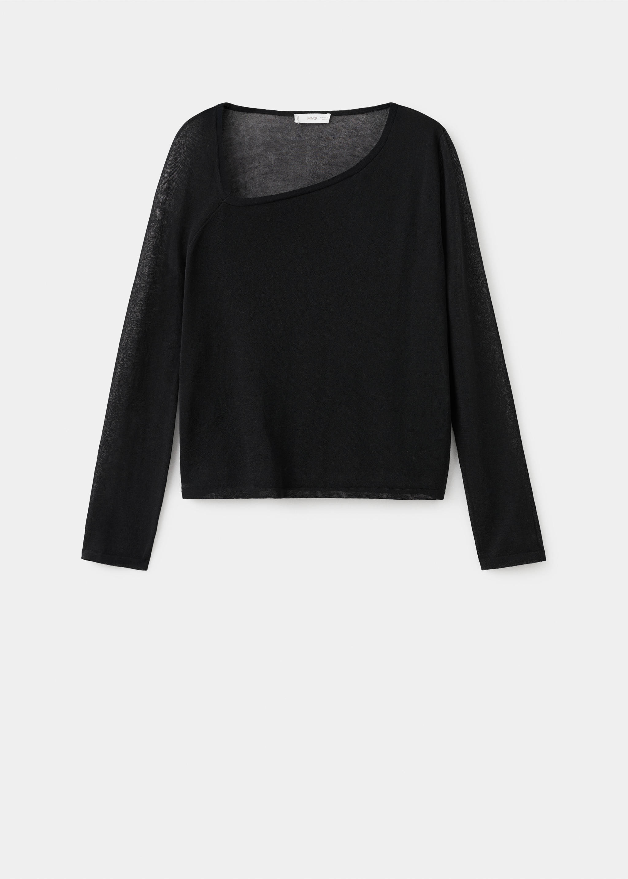 T-shirt with asymmetrical neckline - Article without model, Black. Ref: 17067762-00.