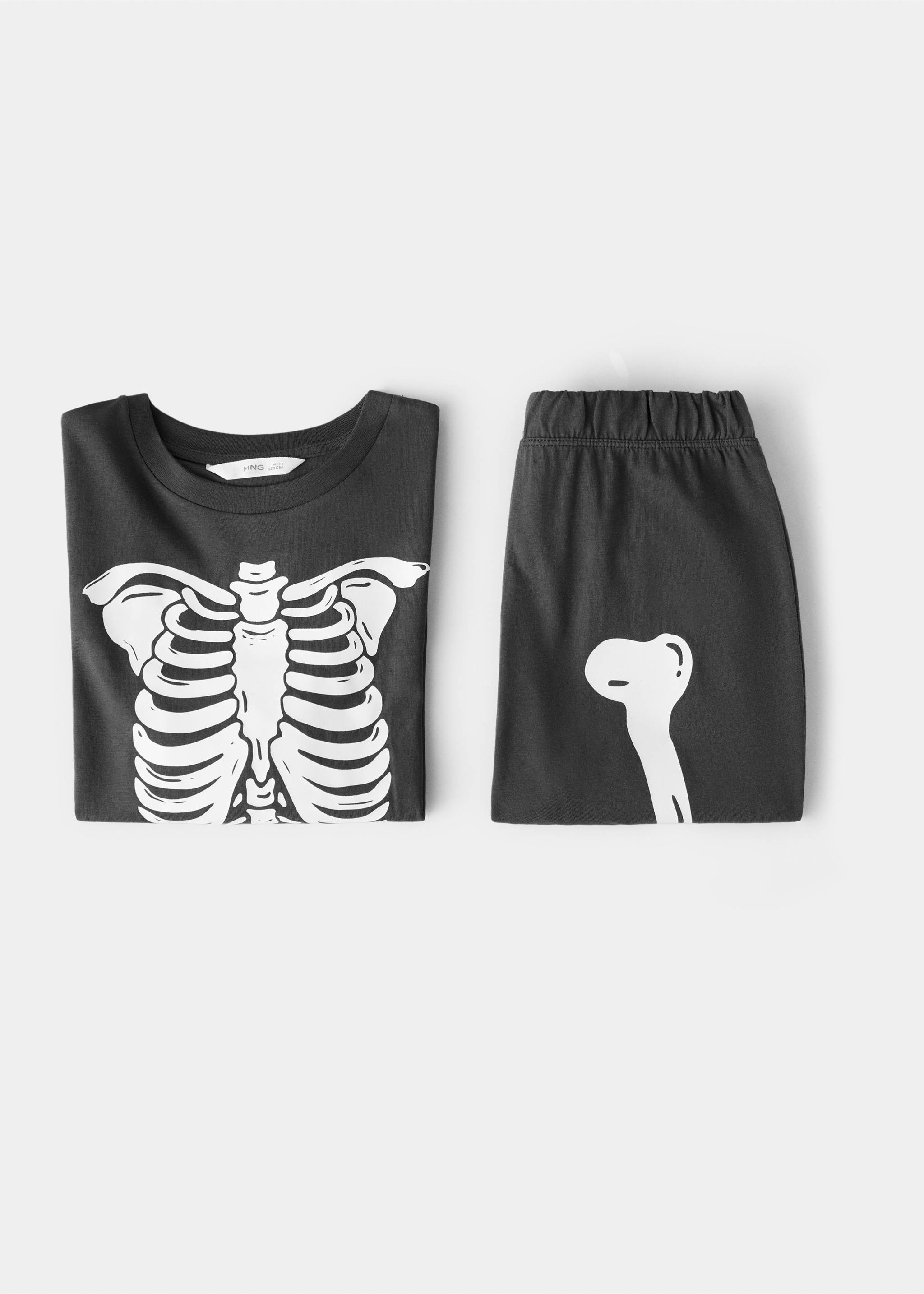 Glow in the dark skeleton pyjama - Details of the article 0, Charcoal. Ref: 17067763-00.
