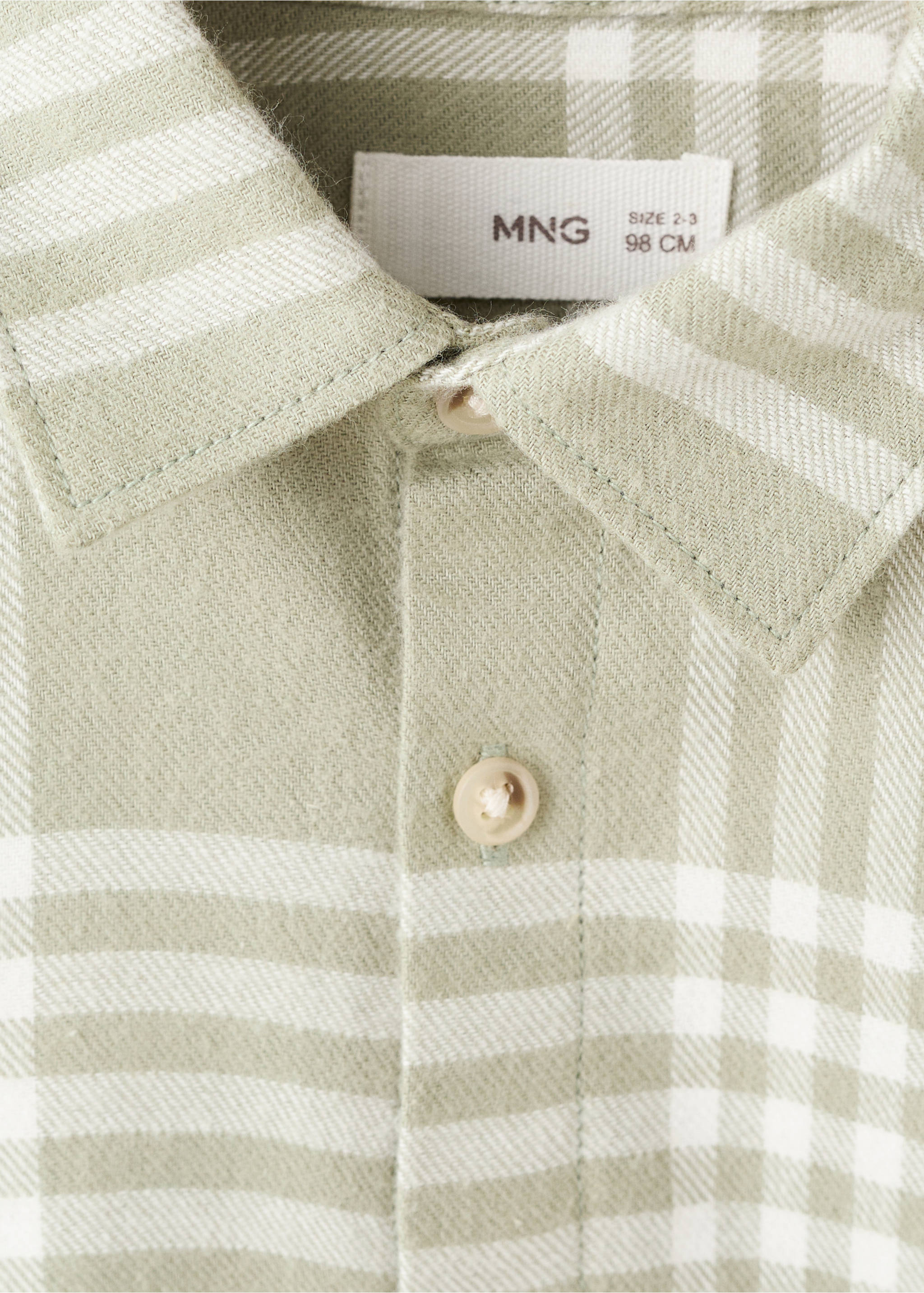 Cotton check shirt - Details of the article 8, Green. Ref: 17067765-00.
