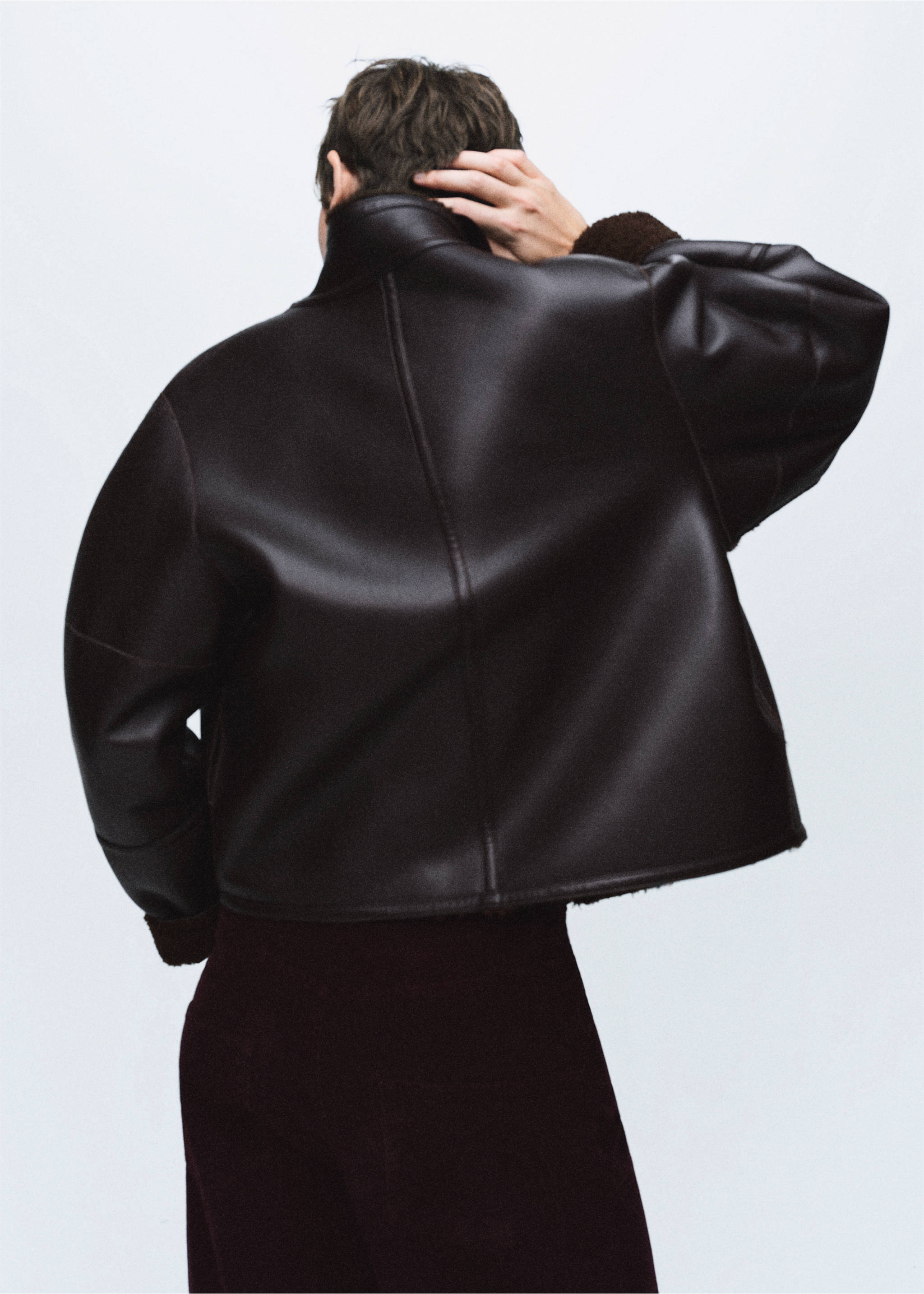 Reversible shearling jacket - Reverse of the article, Black. Ref: 17067768-00.