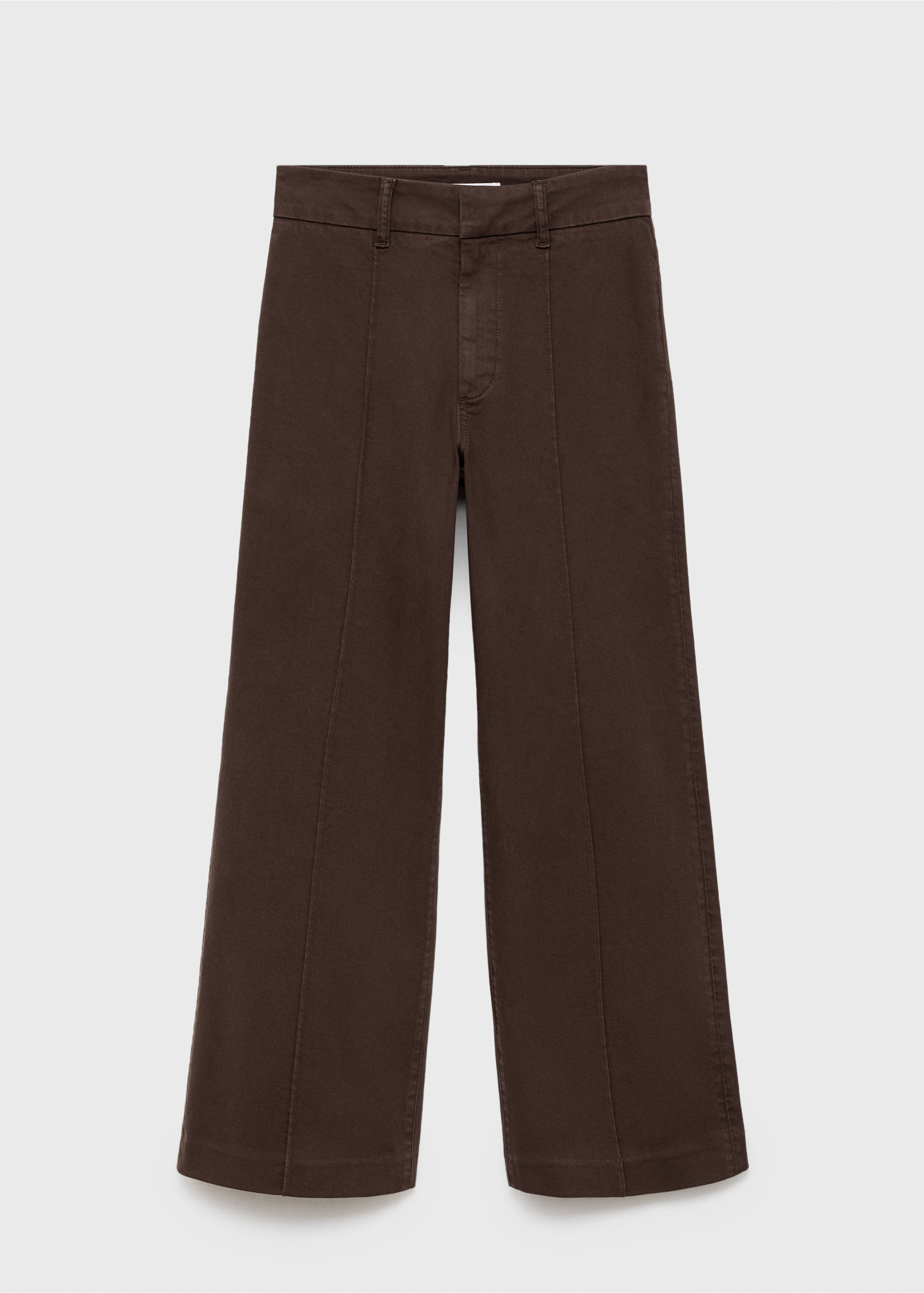High-waisted wide leg jeans with stitching - Article without model, Chocolate. Ref: 17067769-00.
