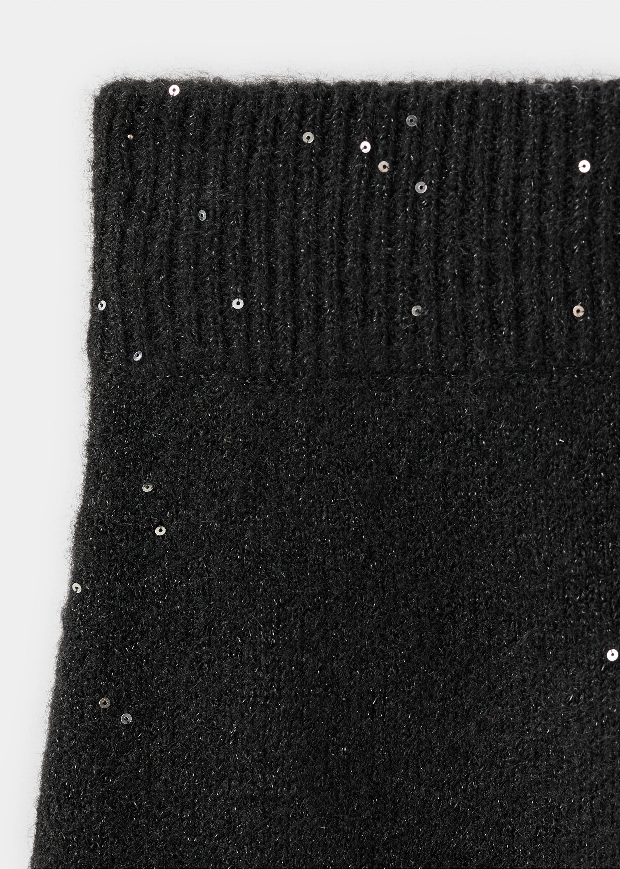 Strickrock mit Pailletten-Detail - Detail des Artikels 8, Schwarz. Ref: 17067778-00.
