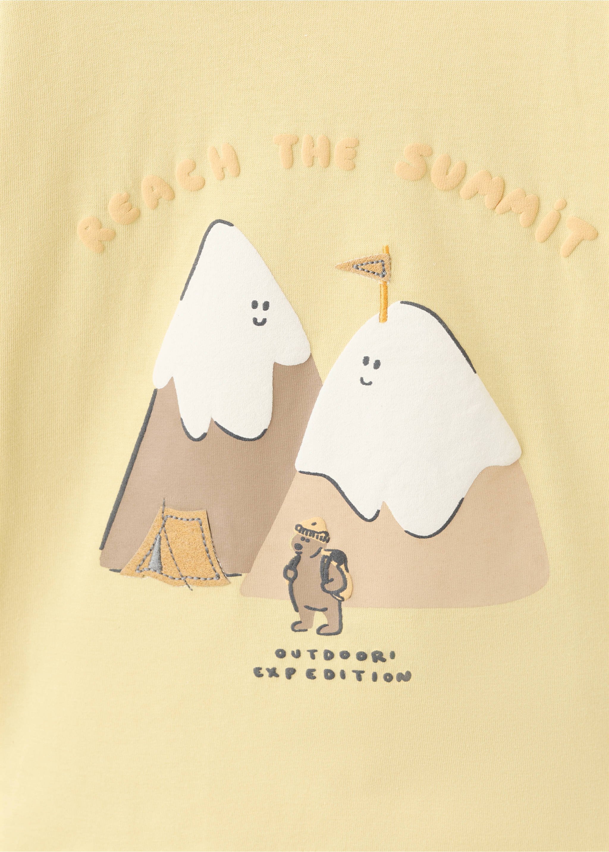 Printed long sleeve t-shirt - Details of the article 0, Pastel Yellow. Ref: 17067779-00.