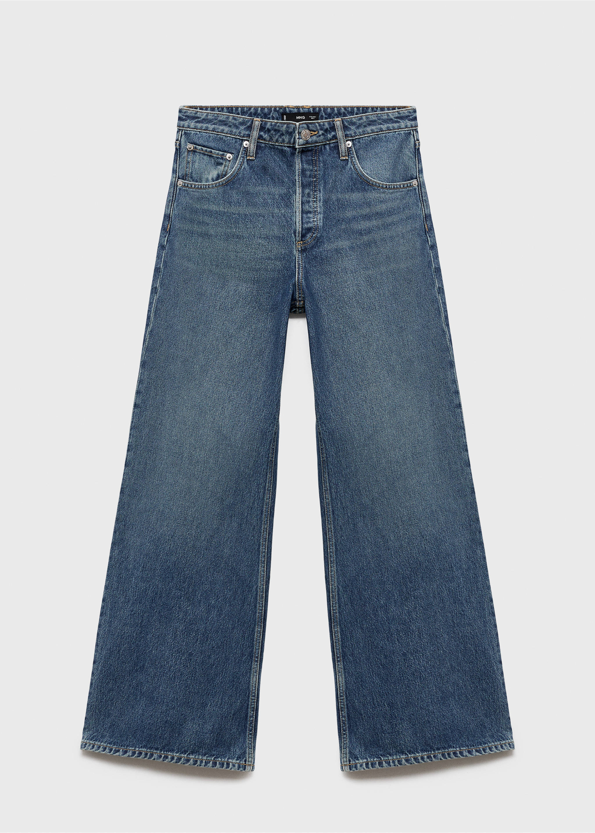 Wide leg jeans with buttons - Article without model, Dark Blue. Ref: 17067793-00.