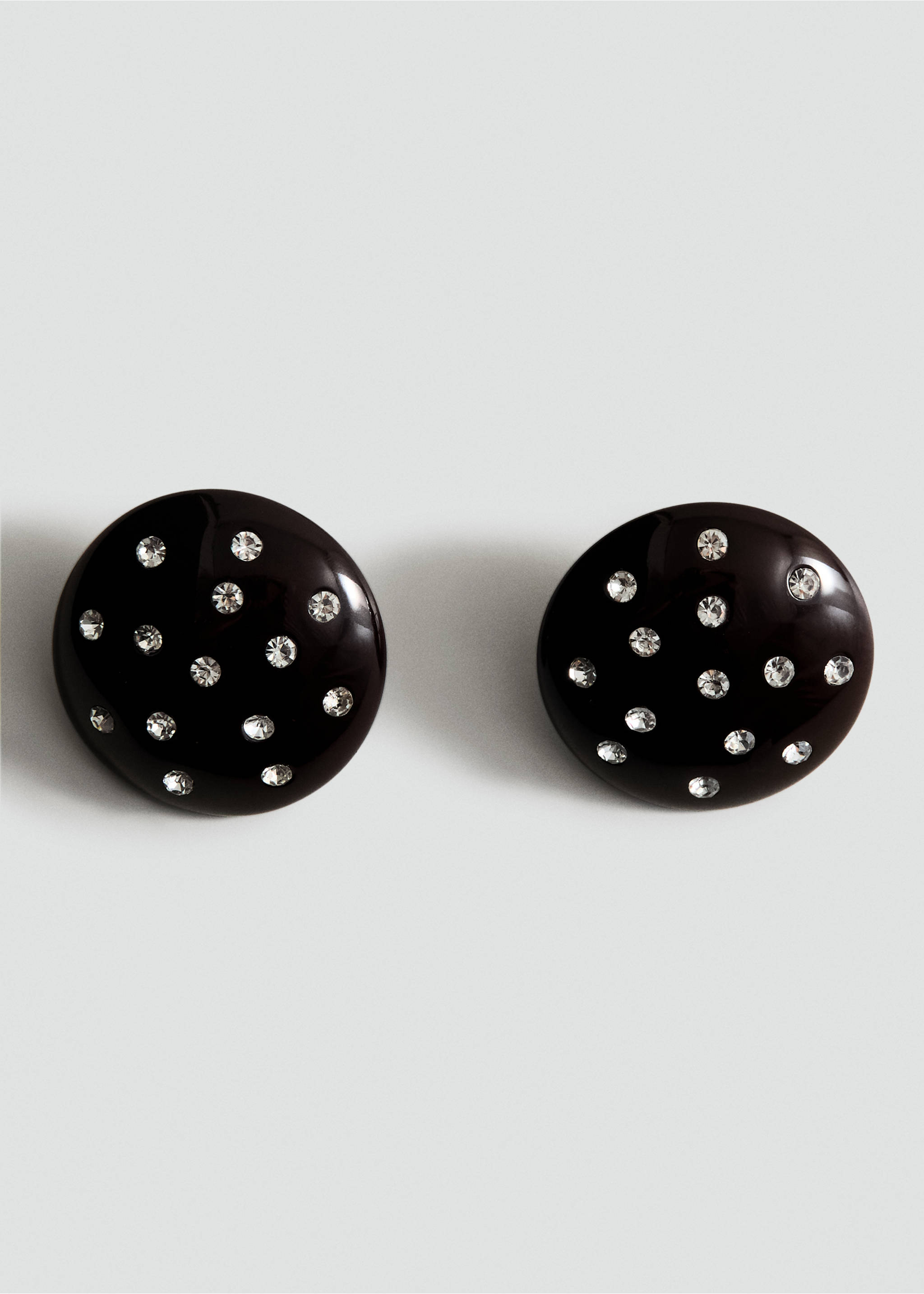 Round crystal appliqué earrings - Article without model, Brown. Ref: 17067795-00.