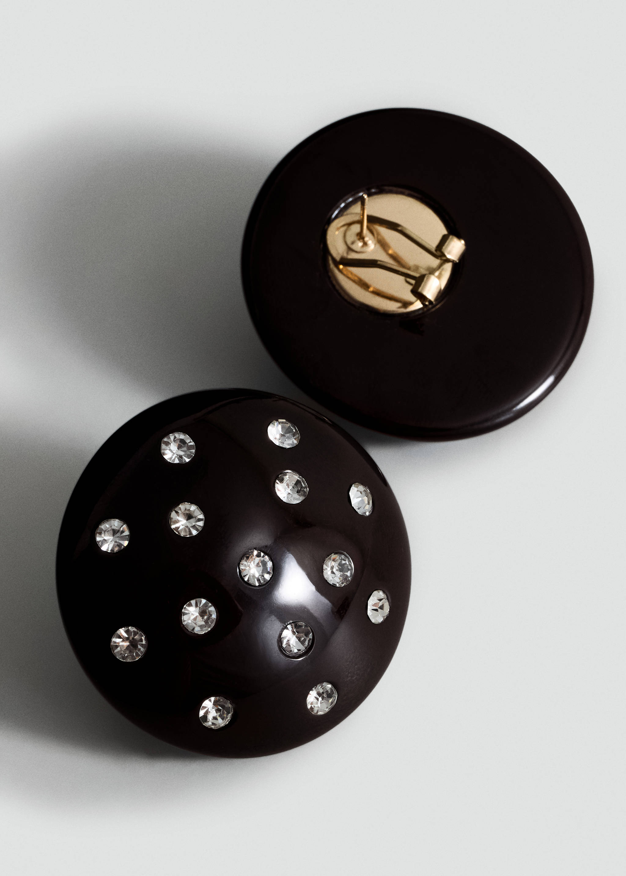 Round crystal appliqué earrings - Medium plane