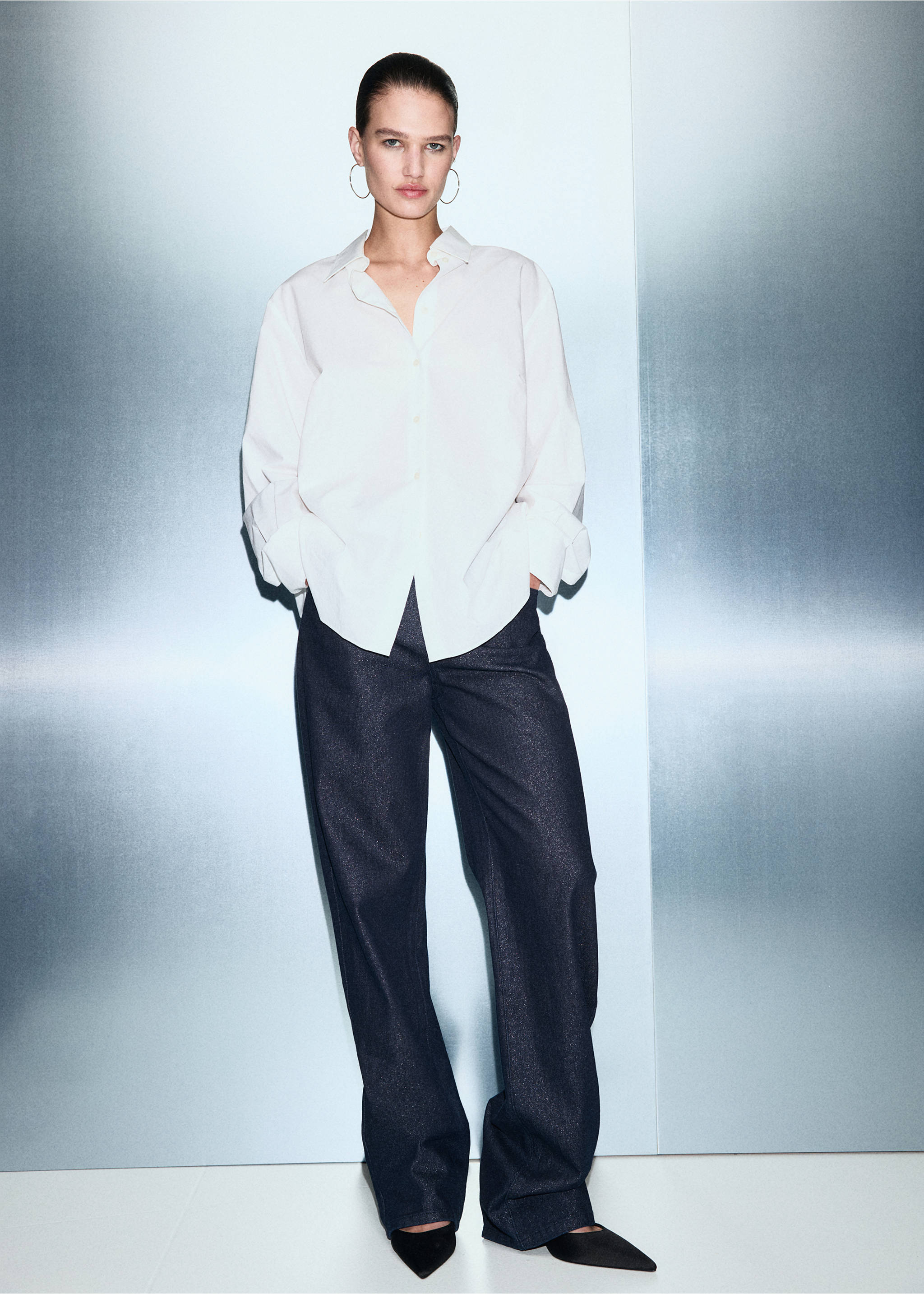 Shiny straight-leg jeans - General plane, Dark Blue. Ref: 17067797-00.