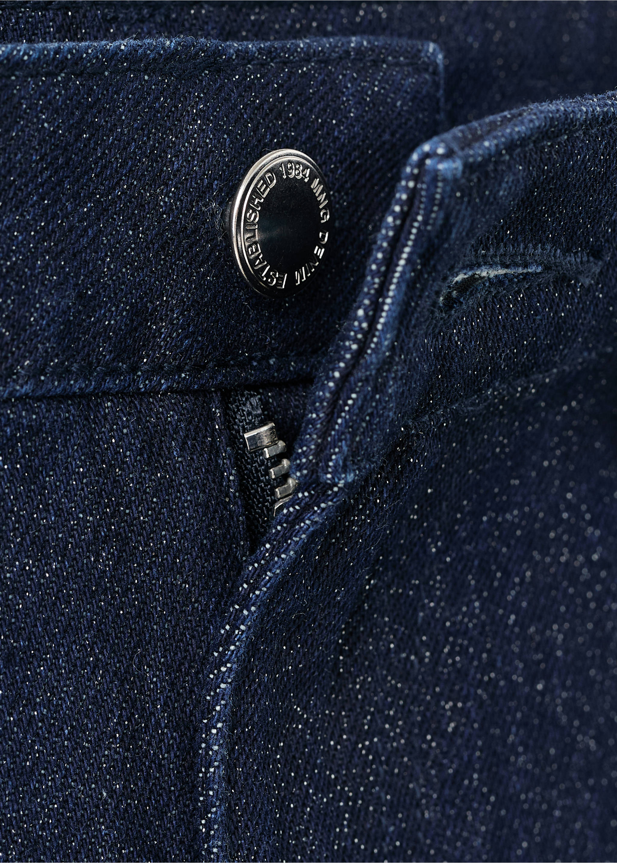 Shiny straight-leg jeans - Details of the article 8, Dark Blue. Ref: 17067797-00.
