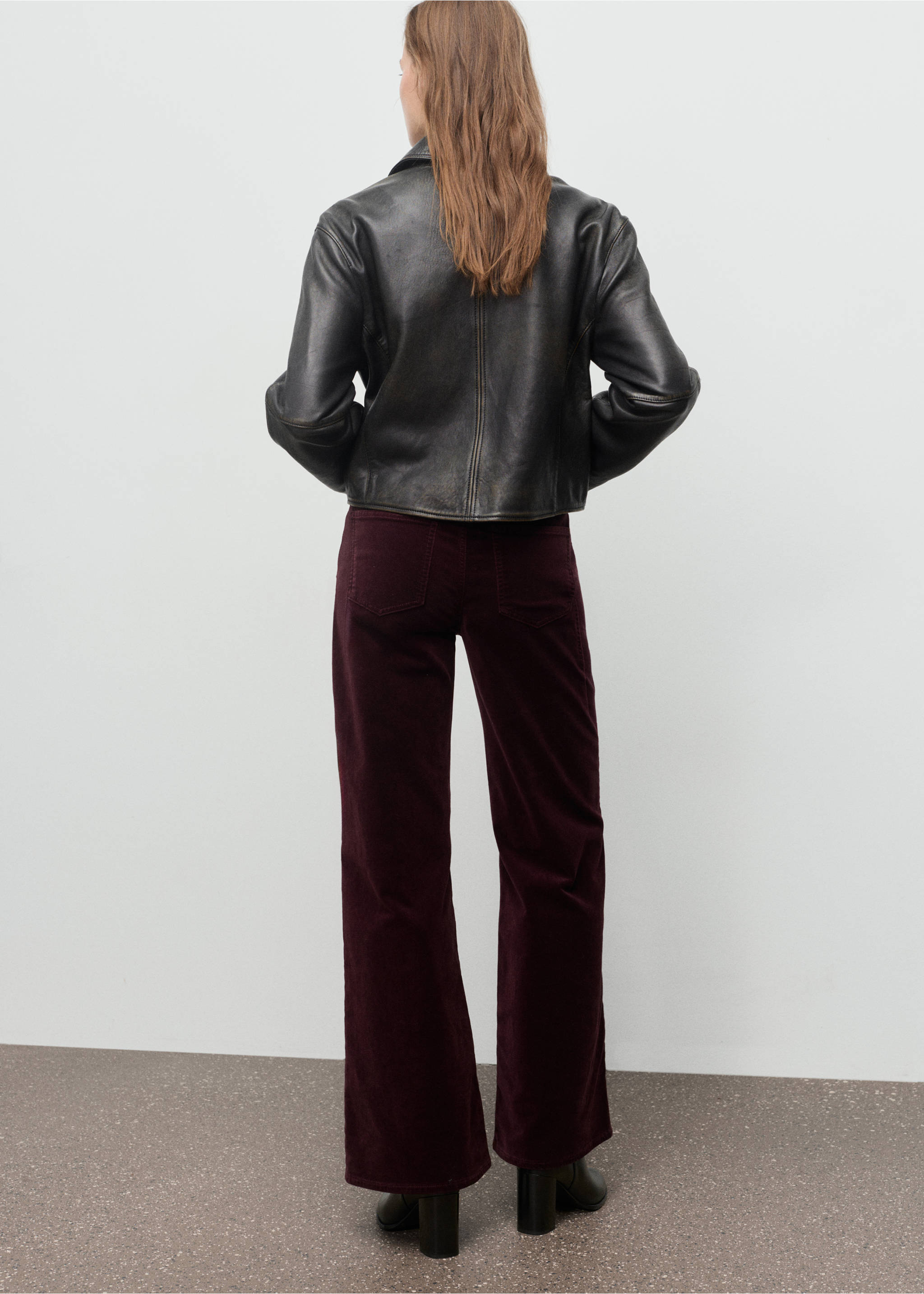 Wide leg velvet jeans - Reverse of the article, Wine. Ref: 17067799-00.