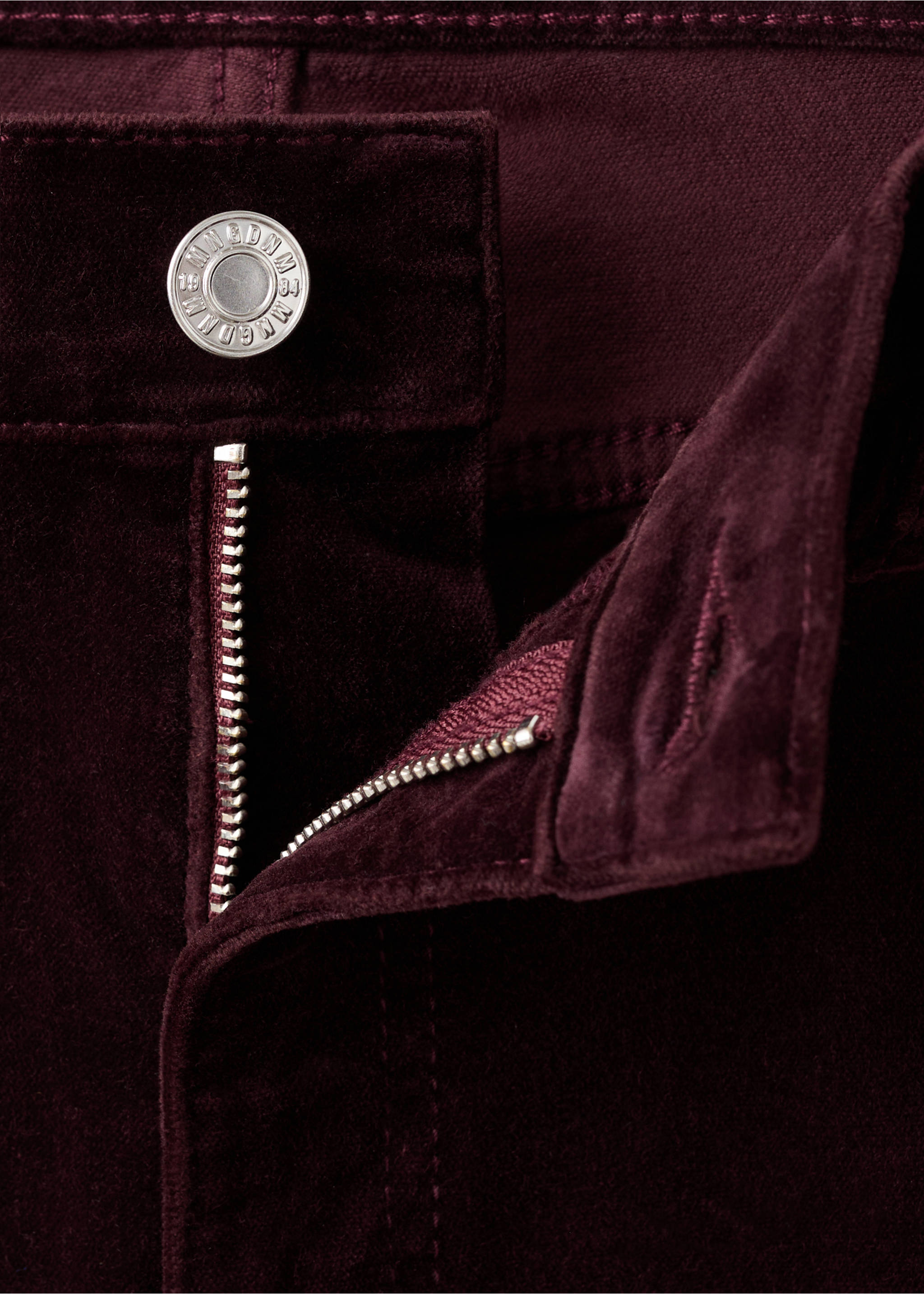 Wide leg velvet jeans - Details of the article 8, Wine. Ref: 17067799-00.