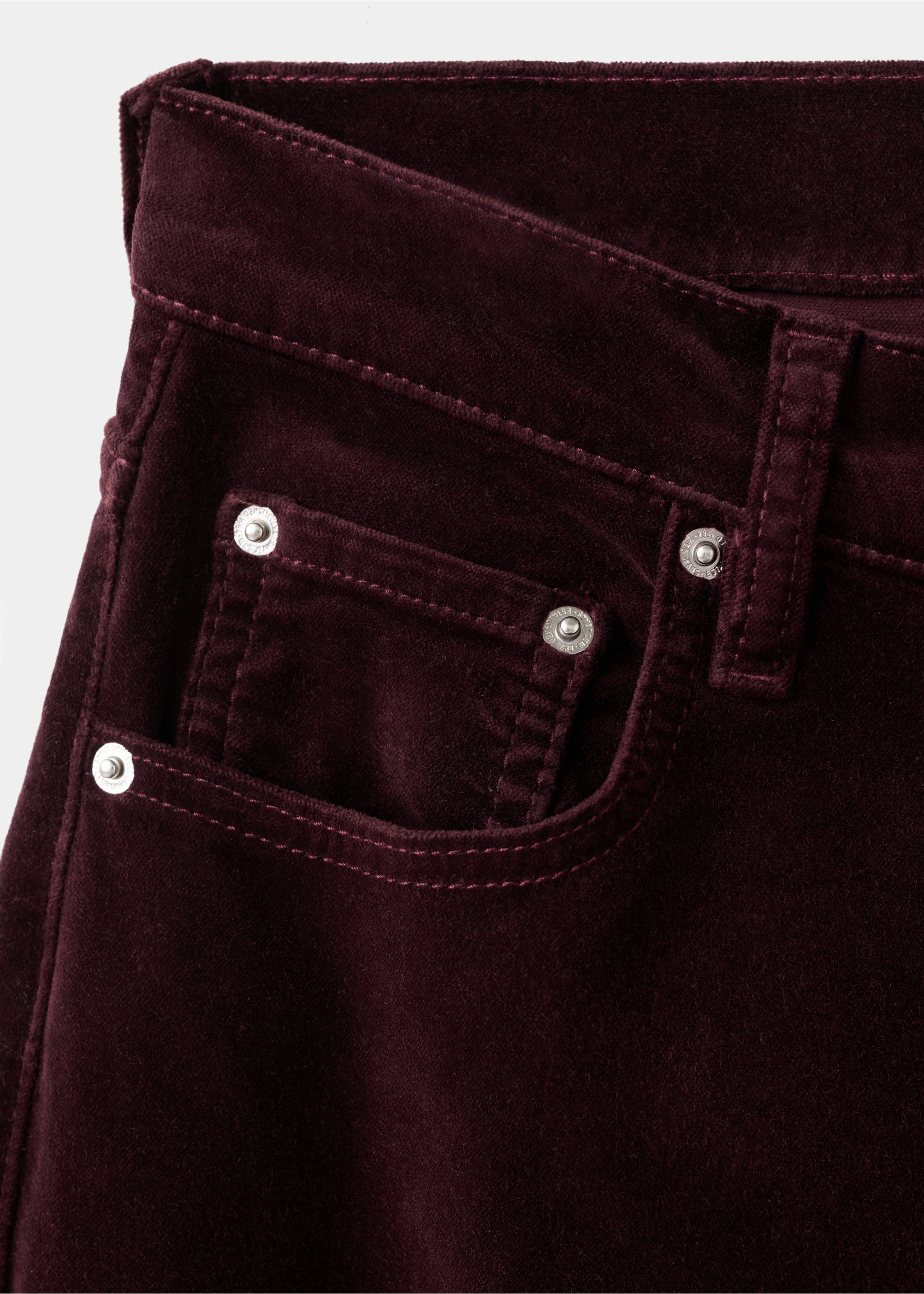Wide leg velvet jeans - Details of the article 0, Wine. Ref: 17067799-00.
