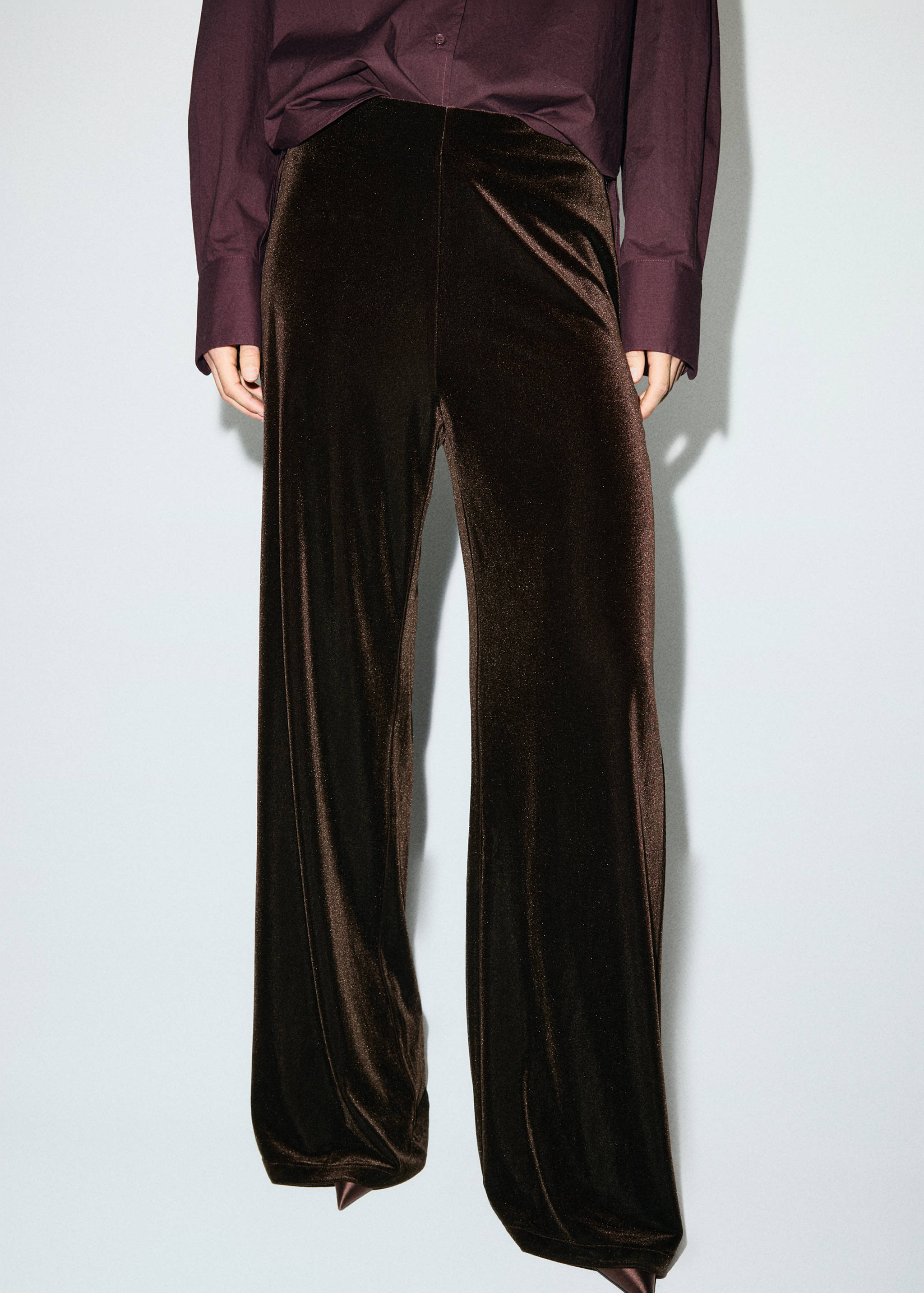 Pantalón wide leg terciopelo - Plano medio