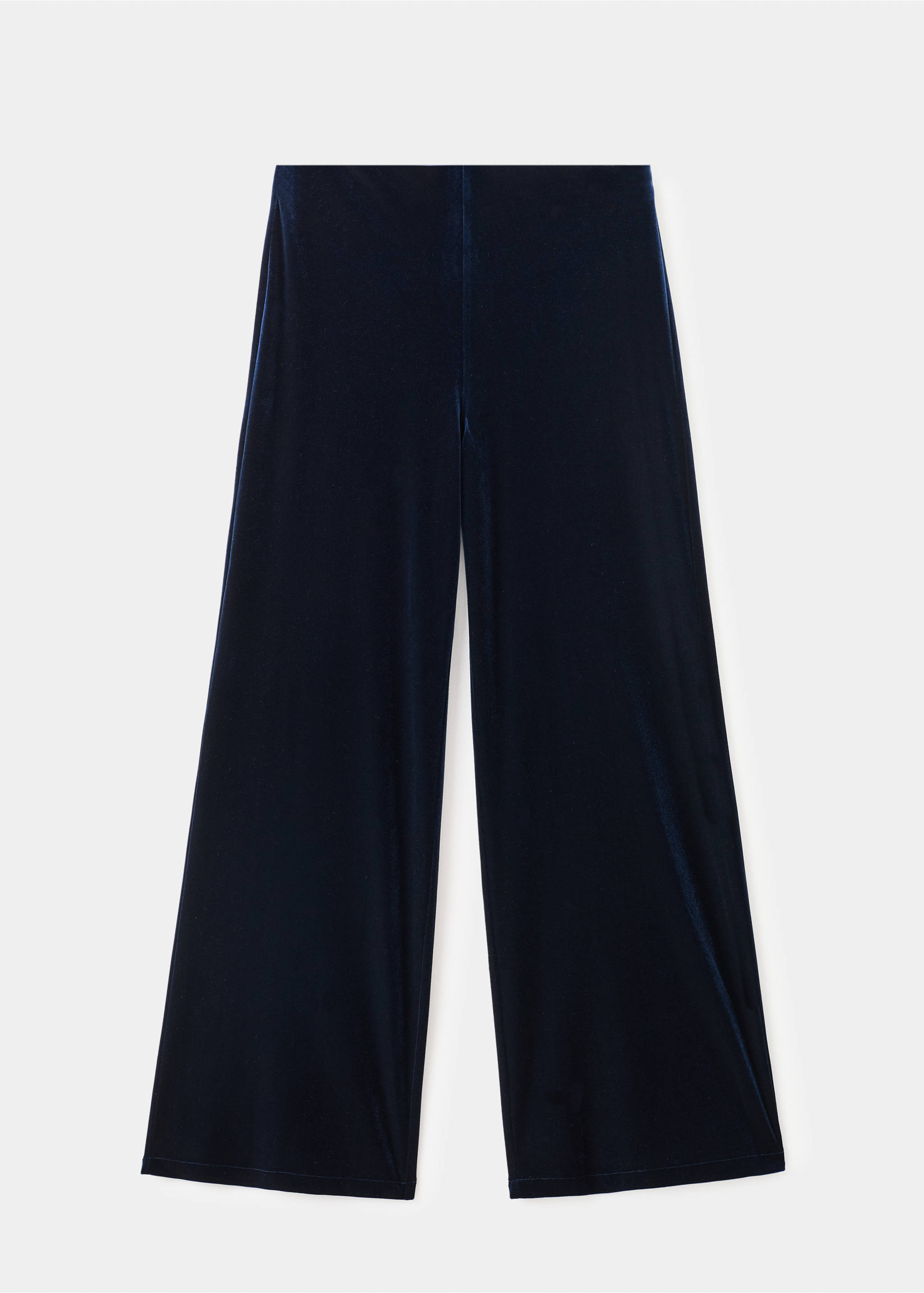 Navy blue velvet trousers with a straight-leg fit., Navy. Ref: 17067806-00.