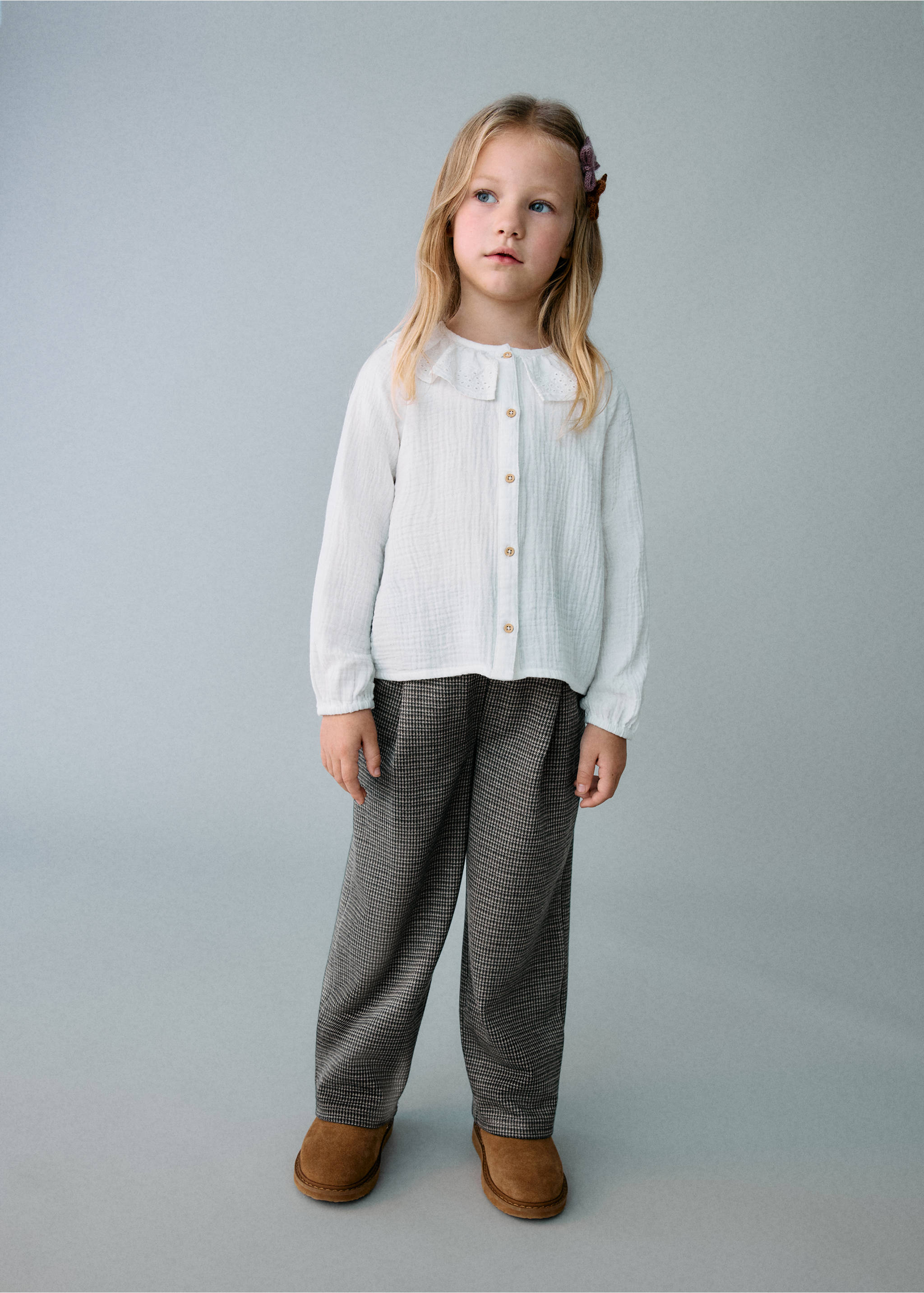 Houndstooth print straight trousers - General plane, Brown. Ref: 17067807-00.