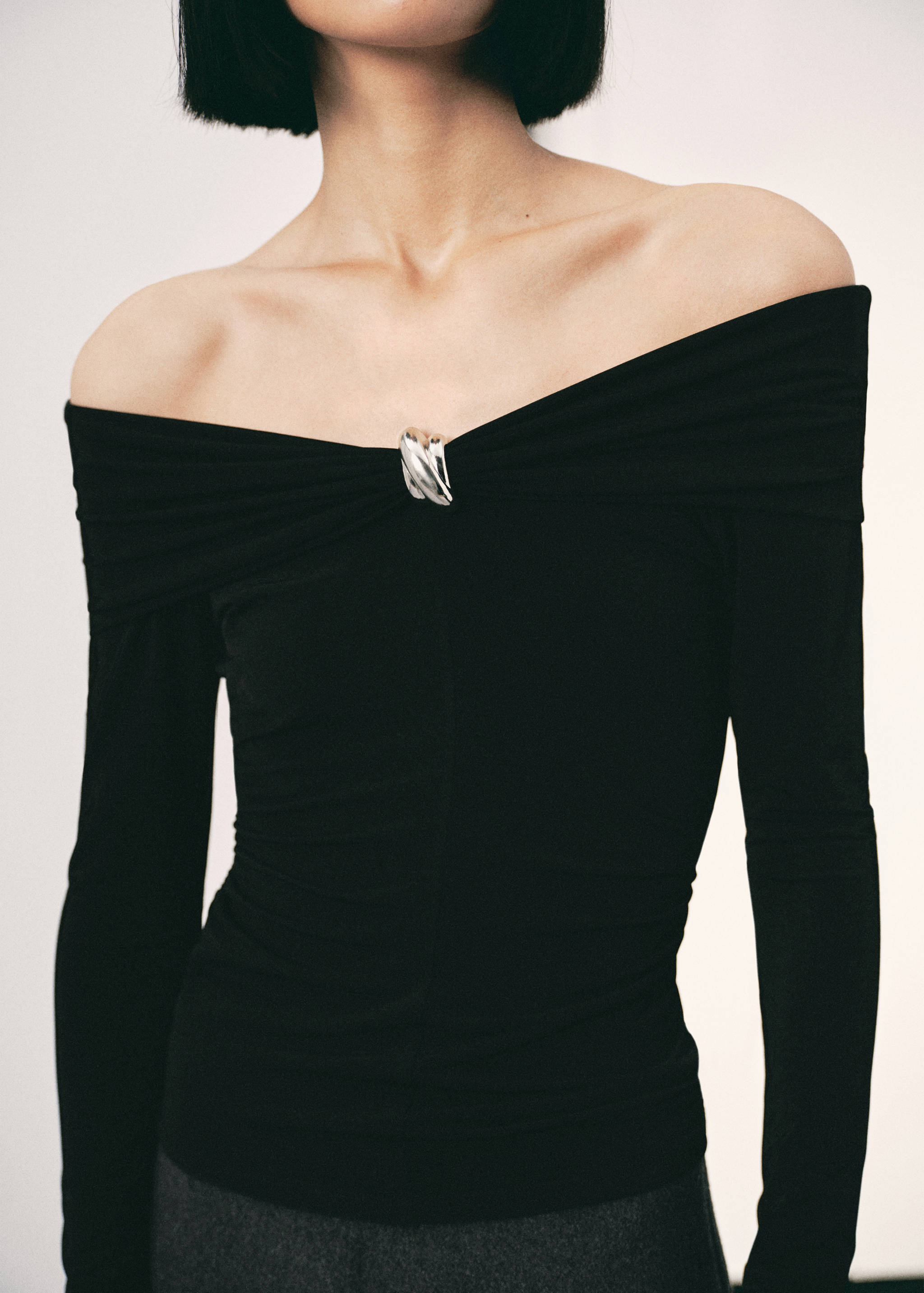 Strapless t-shirt with metallic detail - Medium plane