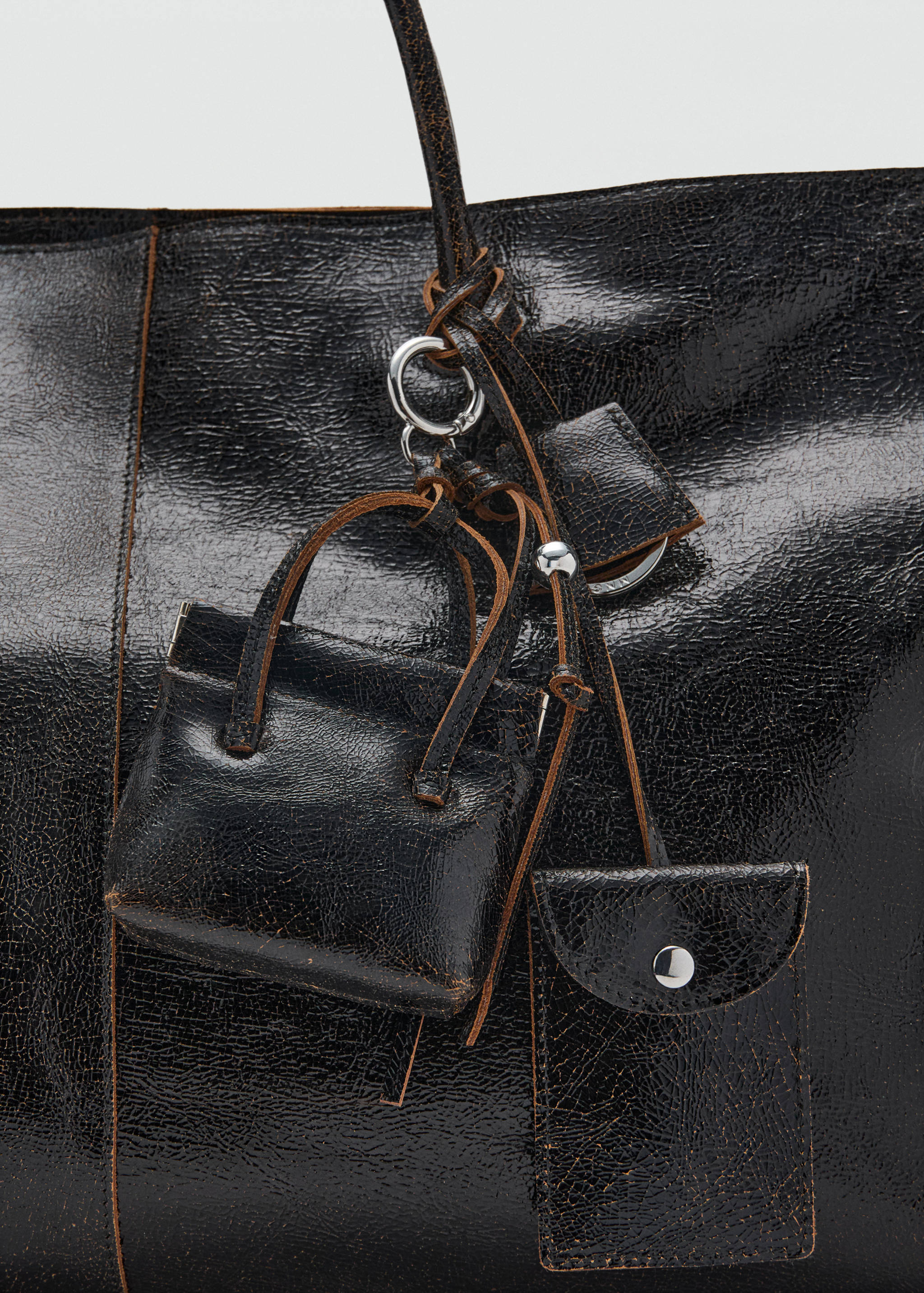 Leather maxi shopper bag - Medium plane