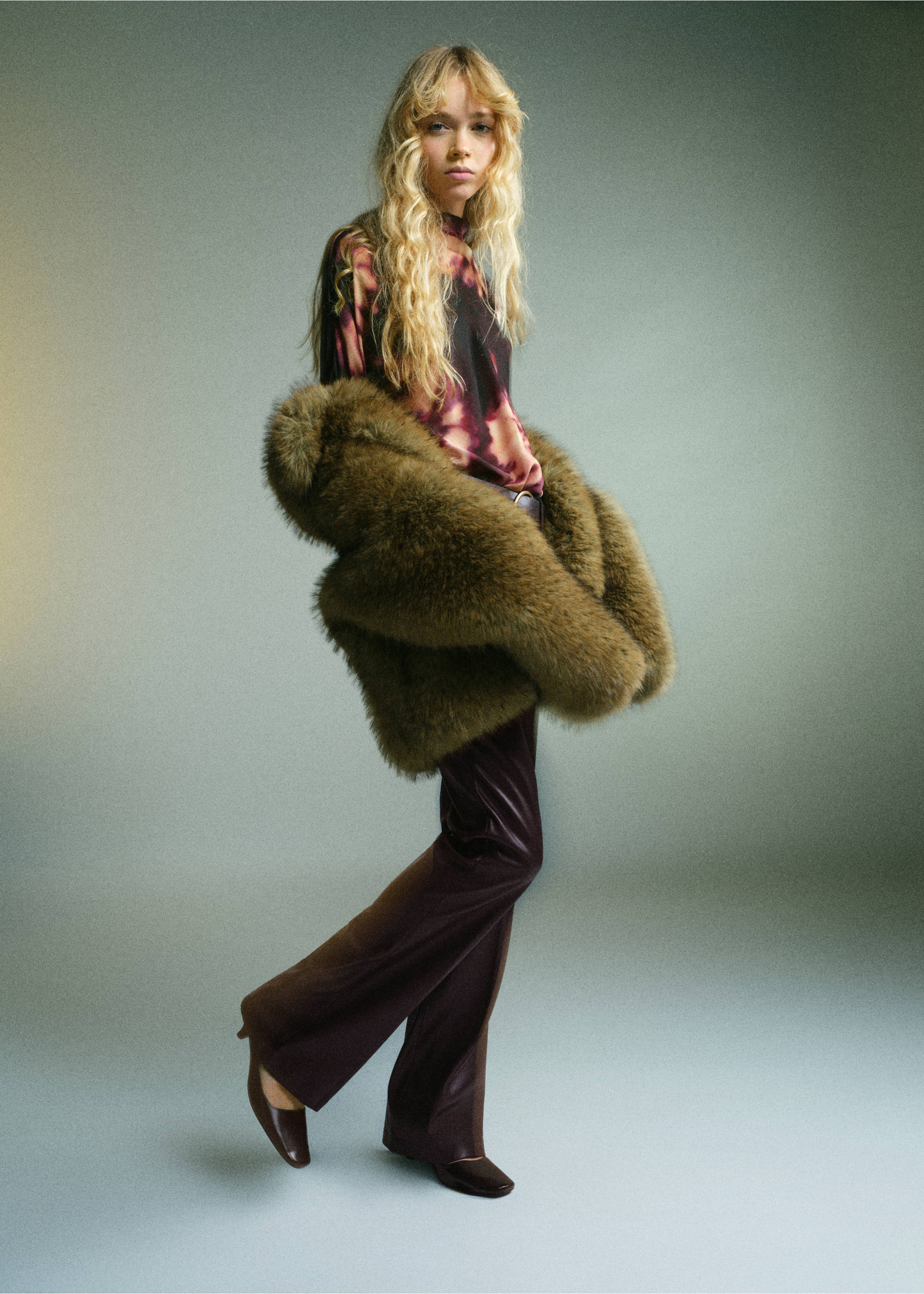 Tie-dye turtleneck blouse - General plane, Burgundy. Ref: 17067816-00.