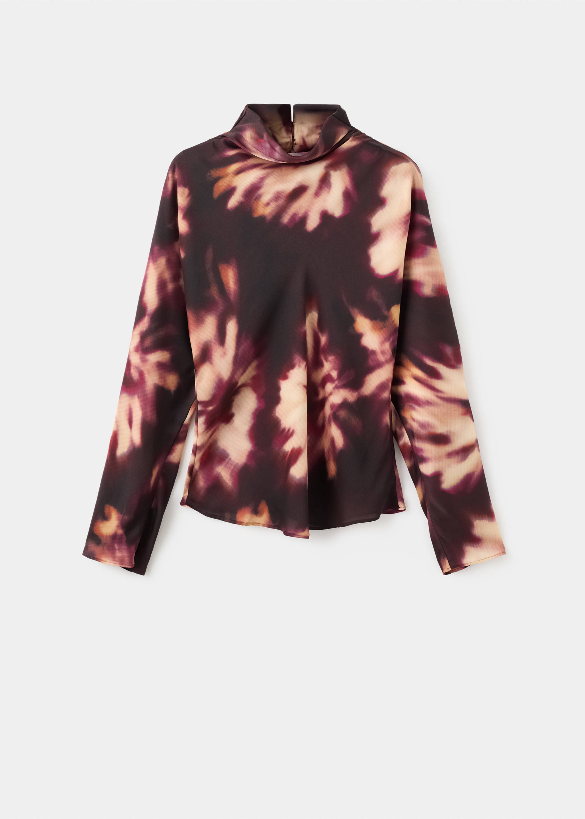 Tie-dye turtleneck blouse - Article without model, Burgundy. Ref: 17067816-00.