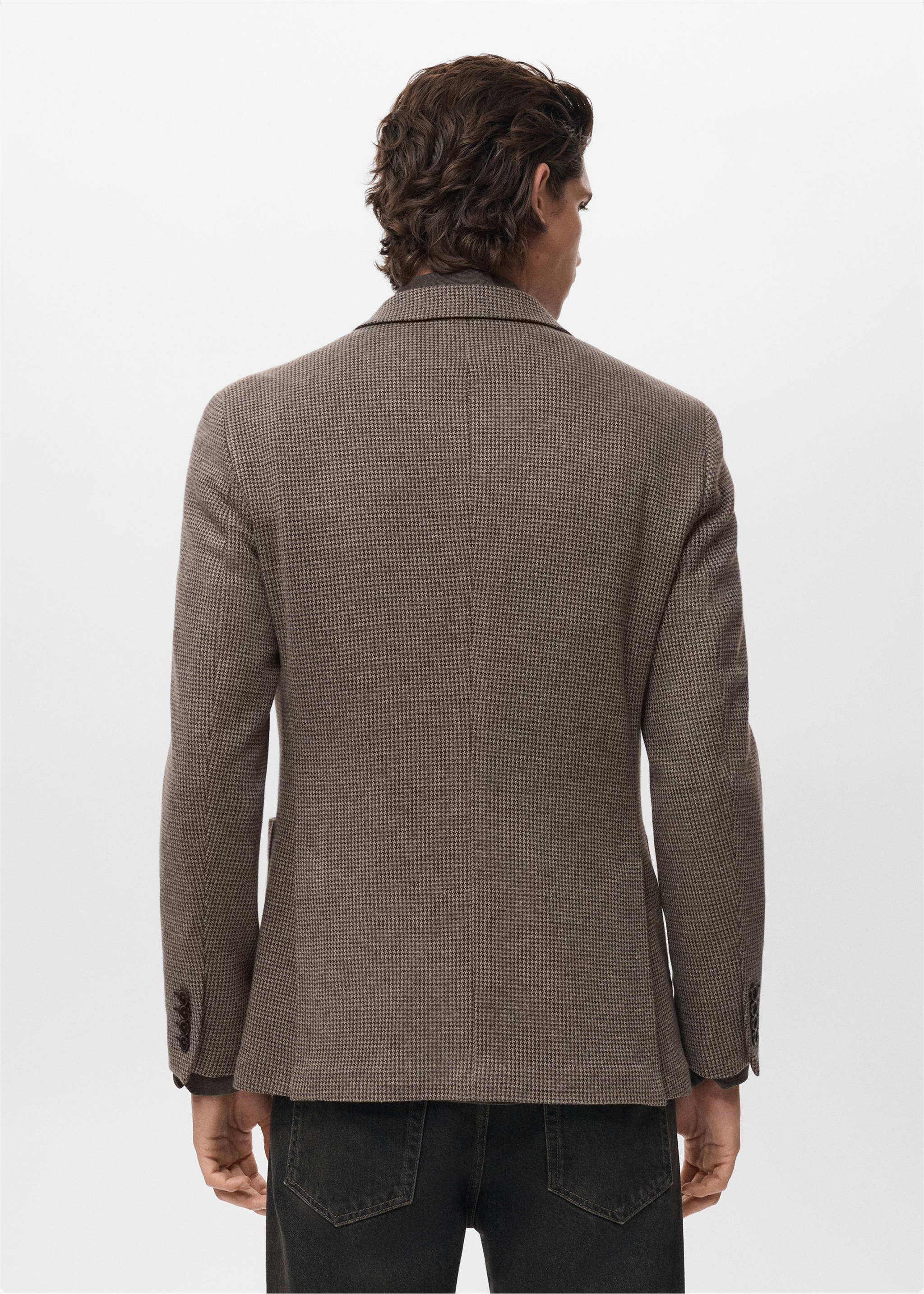 Slim-fit micro-houndstooth jacket - Reverse of the article, Brown. Ref: 17067886-00.