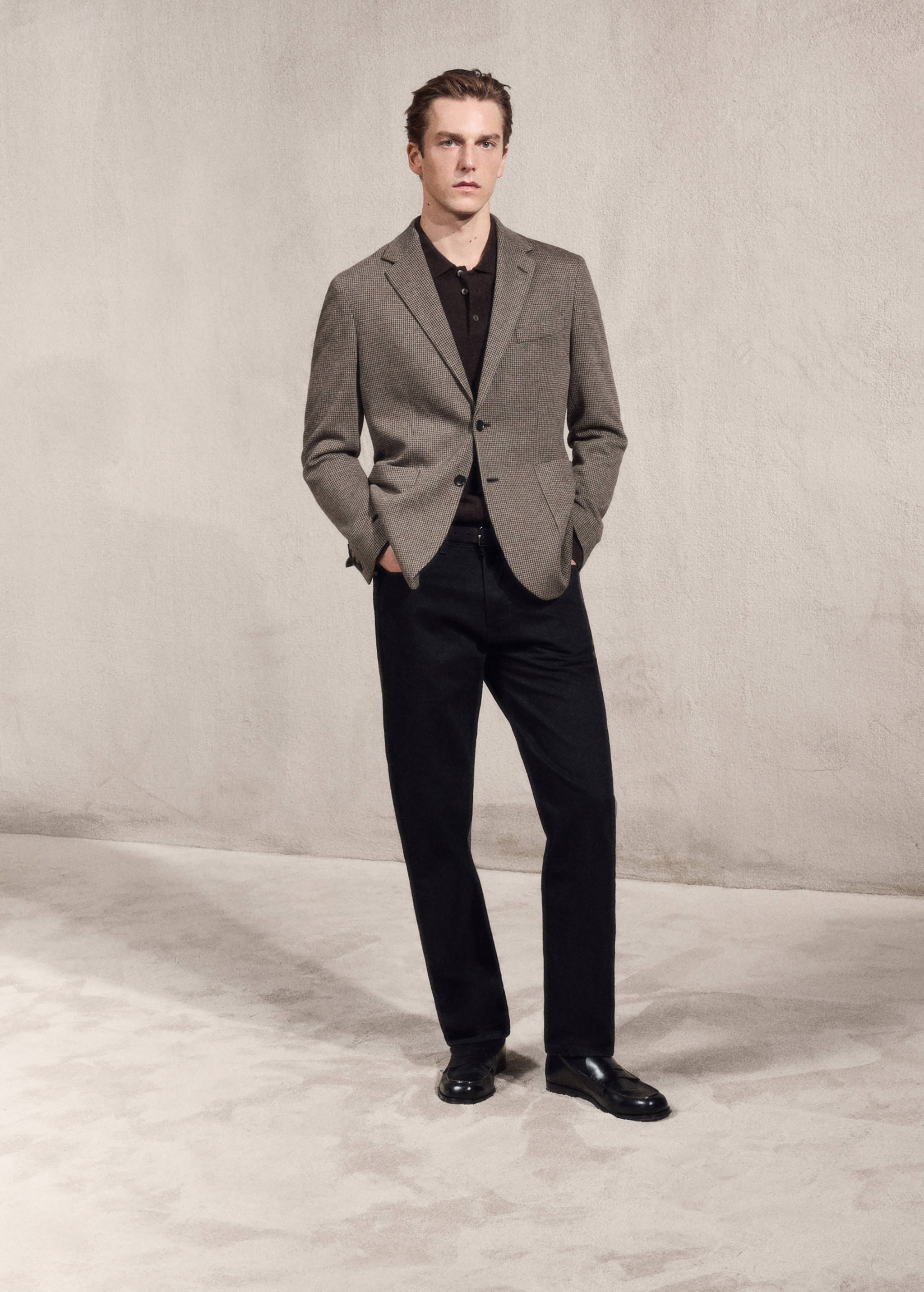 Slim-fit micro-houndstooth jacket - Details of the article 3