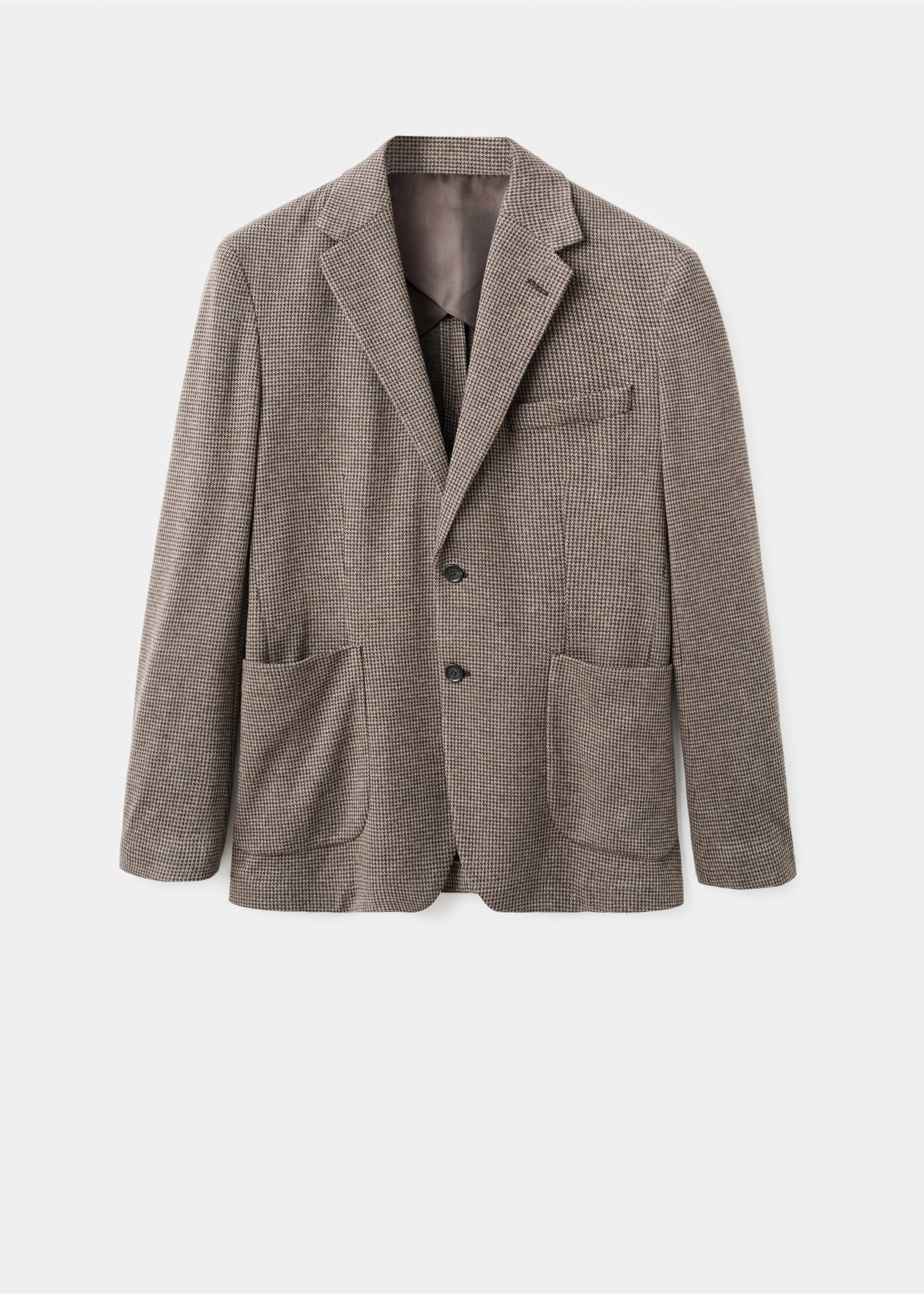 Slim-fit micro-houndstooth jacket - Article without model, Brown. Ref: 17067886-00.