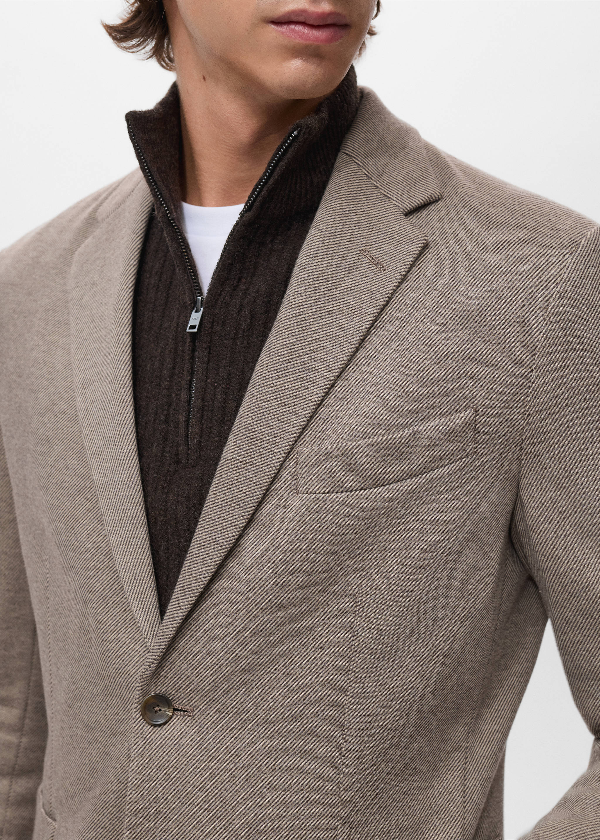 Slim-fit micro-houndstooth jacket - Details of the article 4