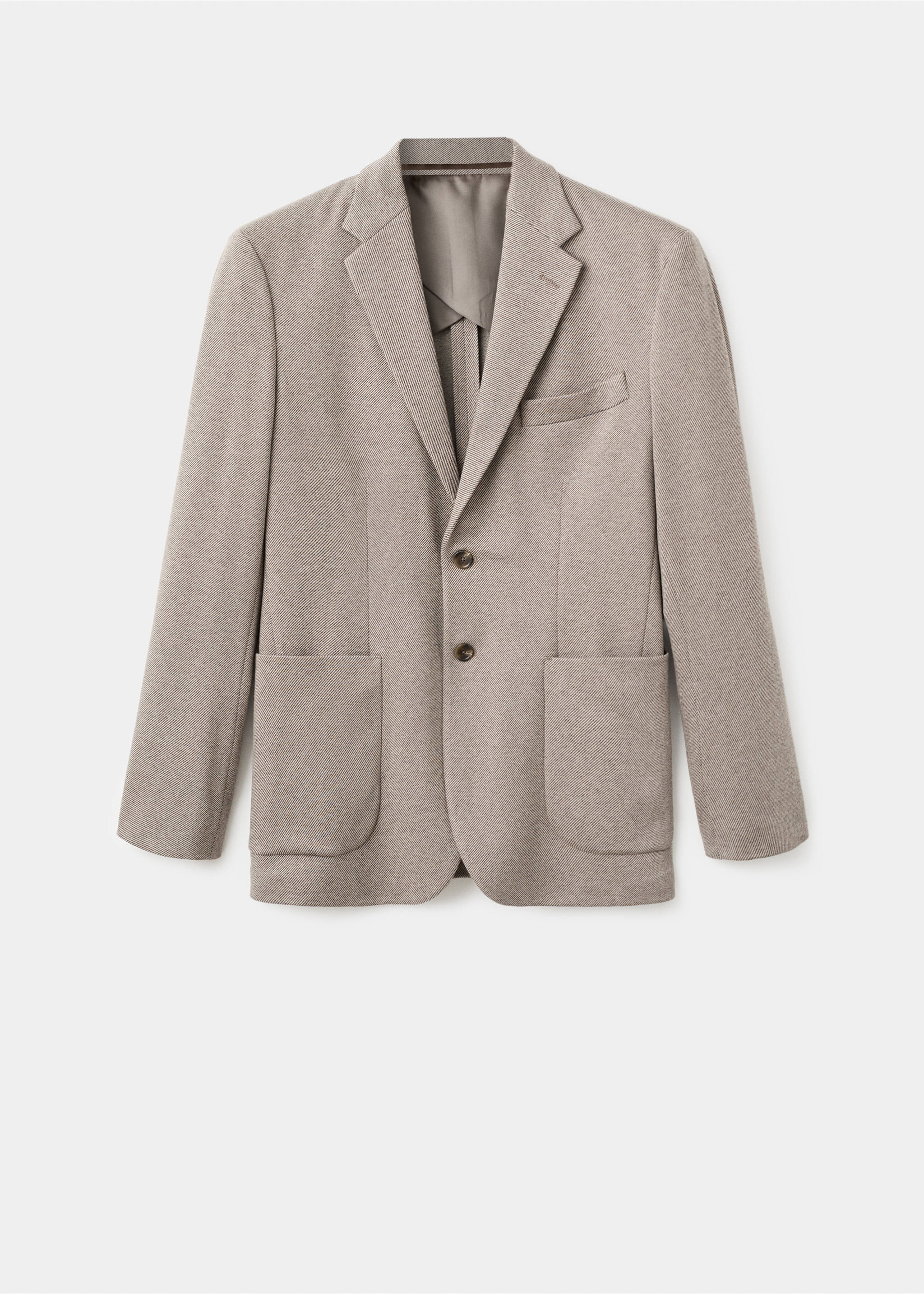Slim-fit micro-houndstooth jacket - Article without model, Beige. Ref: 17067887-00.