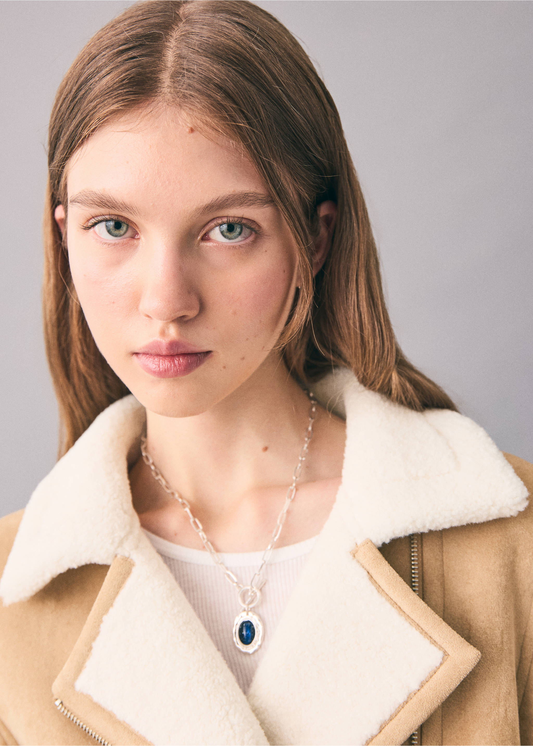 Shearling suede coat - Details of the article 1, Medium Brown. Ref: 17067889-00.