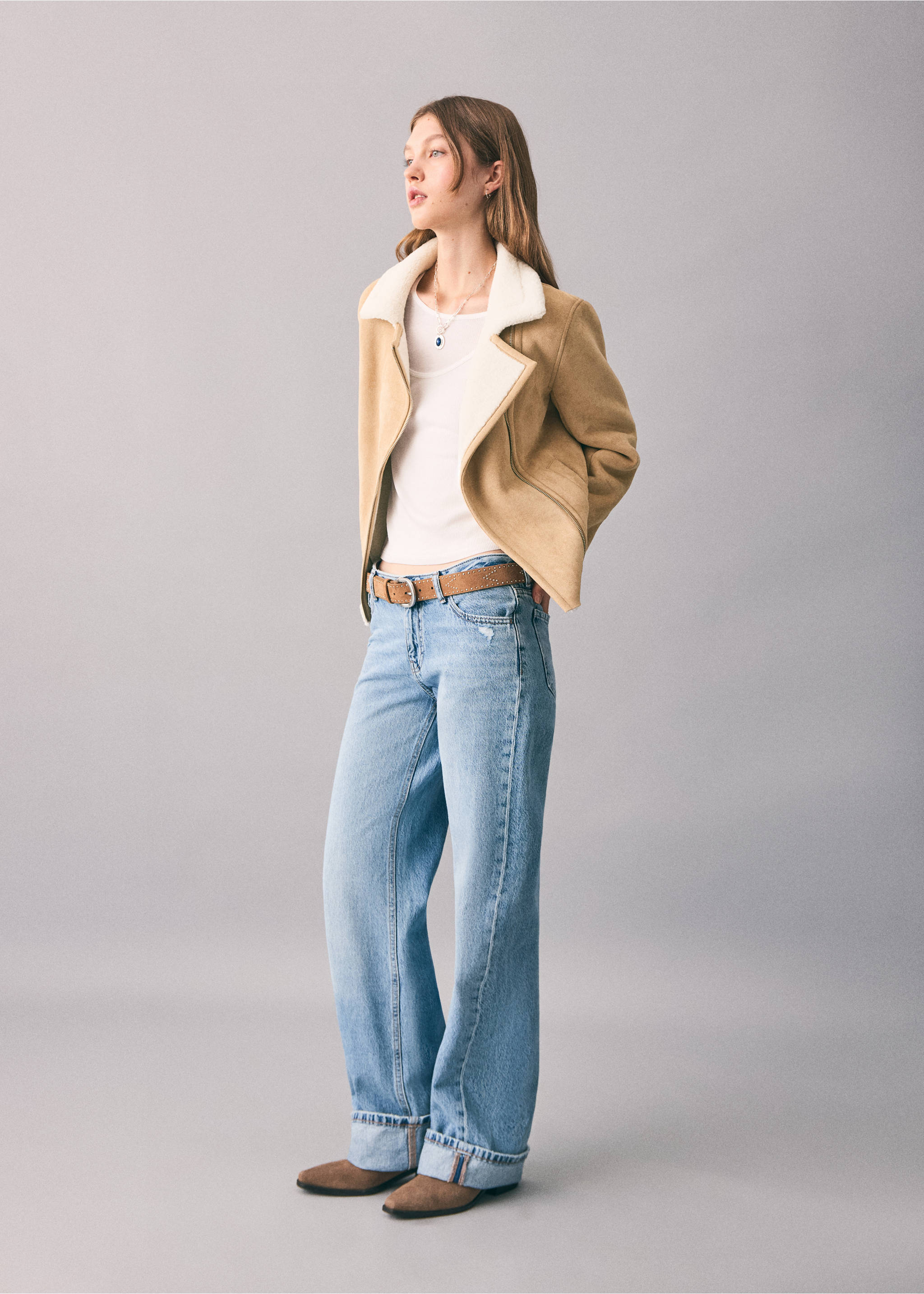Shearling suede coat - Details of the article 2, Medium Brown. Ref: 17067889-00.