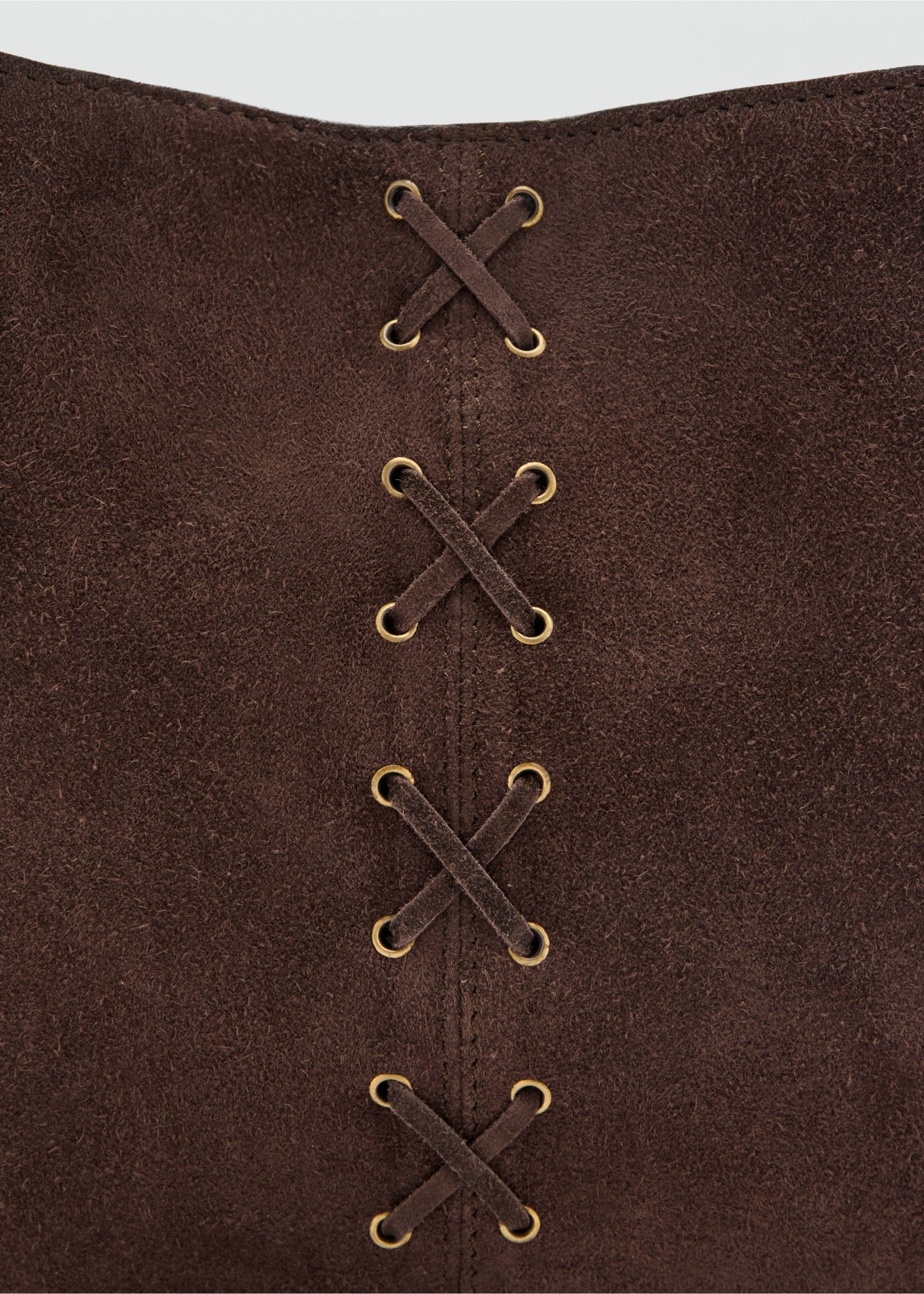 Geantă din piele cu detaliu de șnur - Detaliu al articolului 2, Ciocolatiu. Ref: 17067891-00.