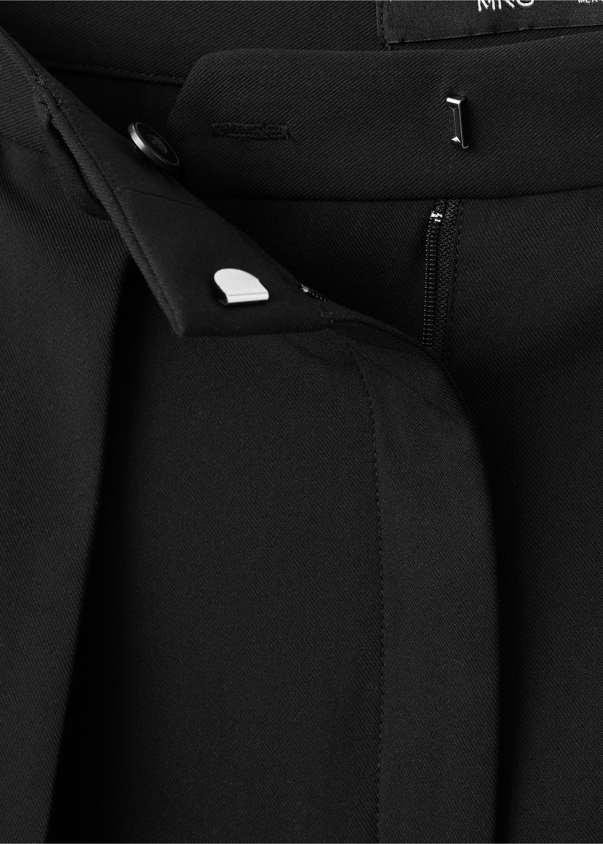 Wide leg mid-rise pleated trousers - Details of the article 8, Black. Ref: 17067895-00.