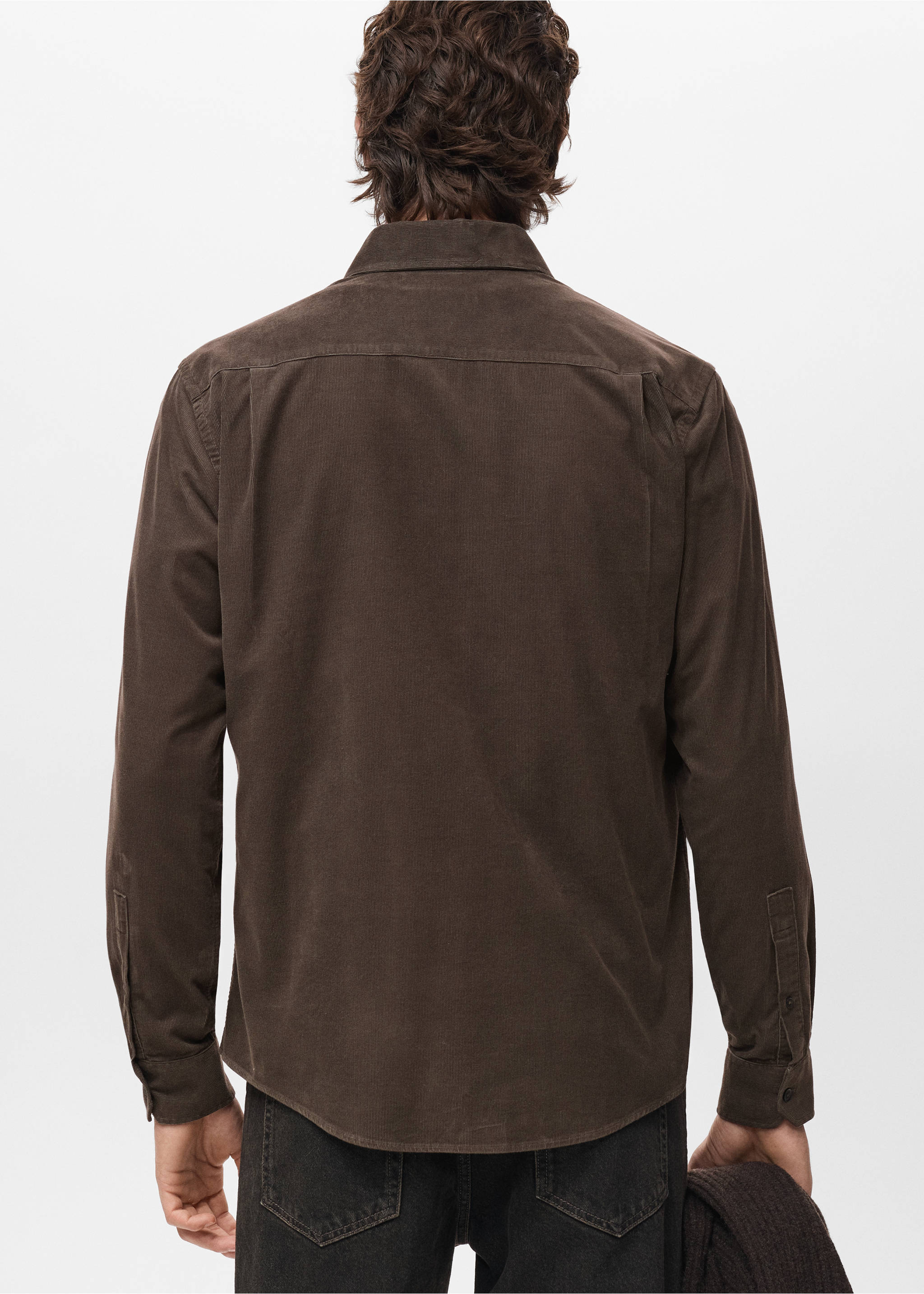 Classic-fit micro-corduroy shirt - Reverse of the article, Medium Brown. Ref: 17067899-00.