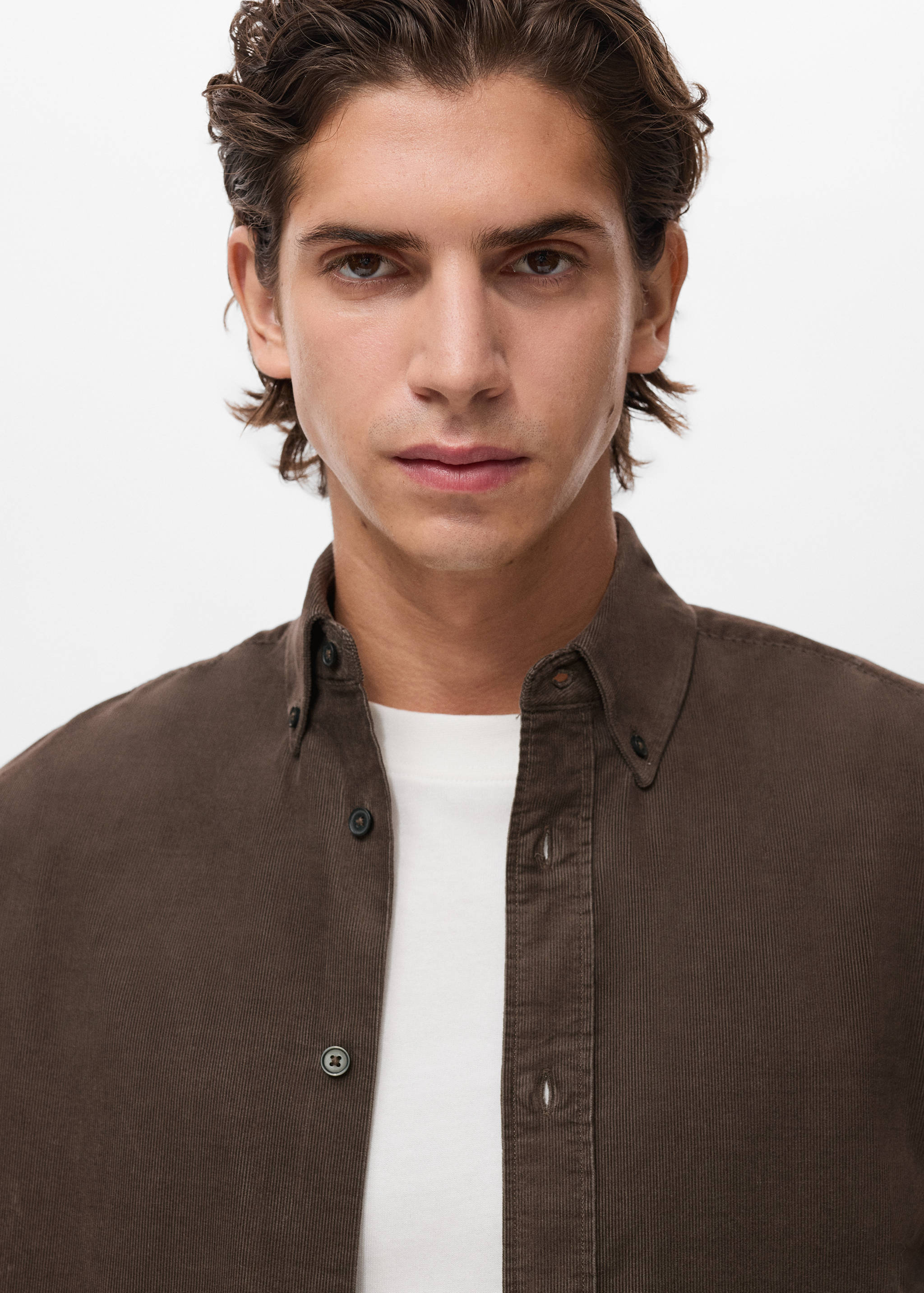 Classic-fit micro-corduroy shirt - Details of the article 1