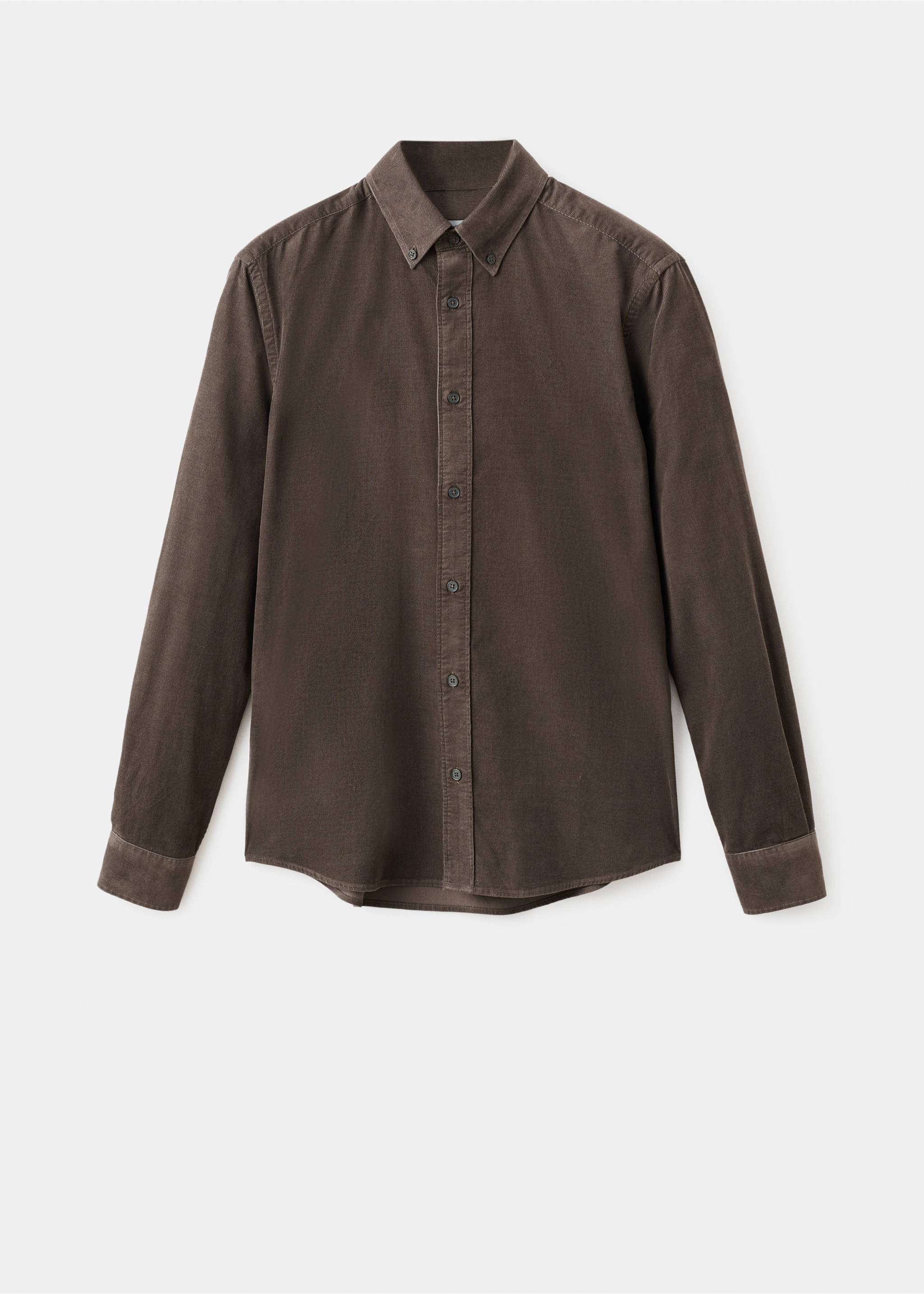 Classic-fit micro-corduroy shirt - Article without model, Medium Brown. Ref: 17067899-00.