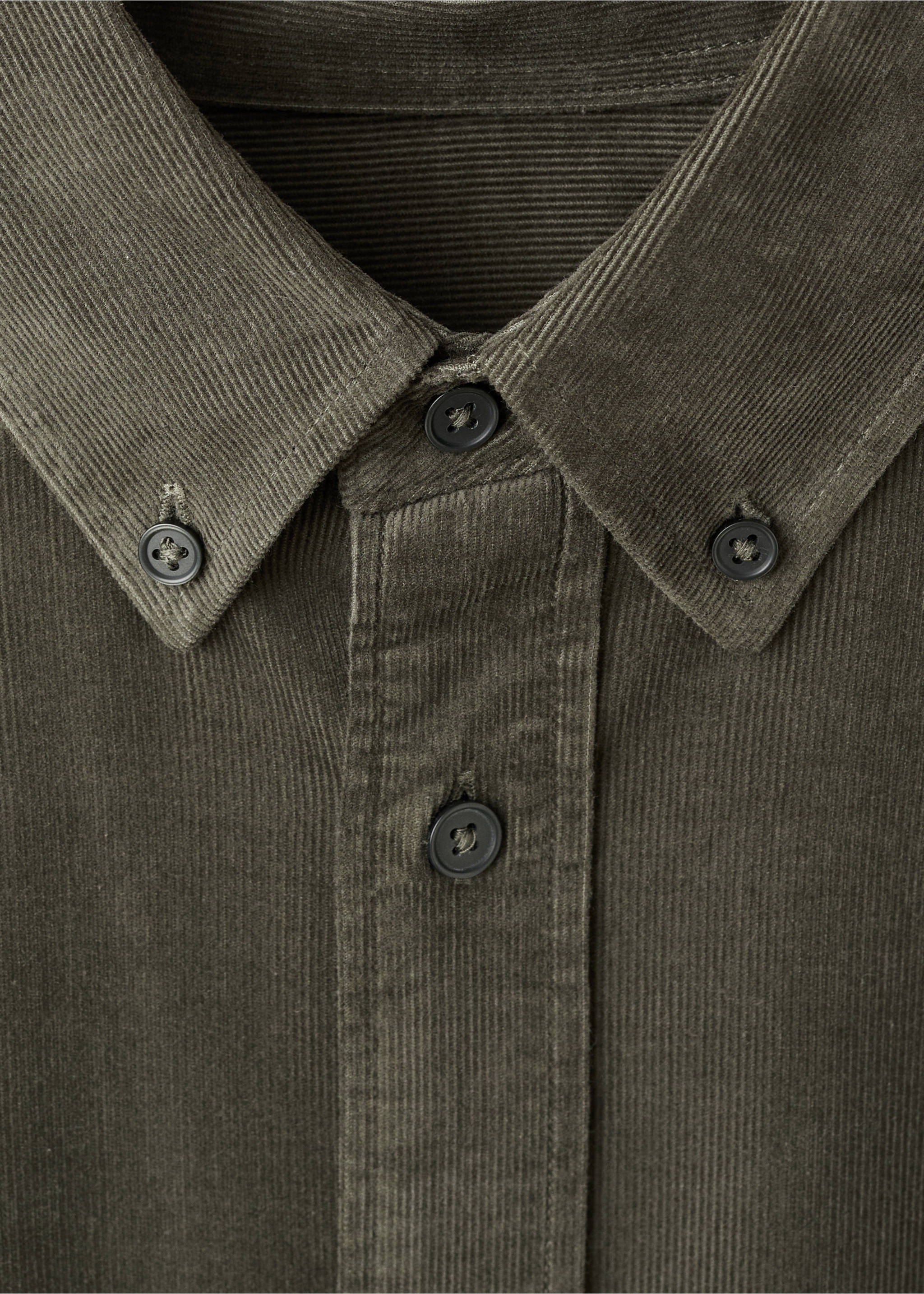 Classic-fit micro-corduroy shirt - Details of the article 8, Dark Green. Ref: 17067899-00.
