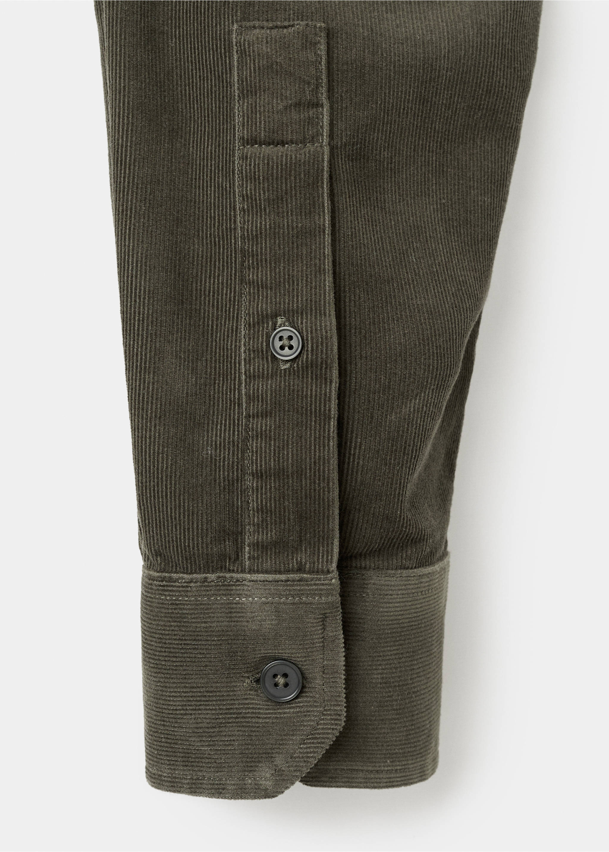 Classic-fit micro-corduroy shirt - Details of the article 0, Dark Green. Ref: 17067899-00.