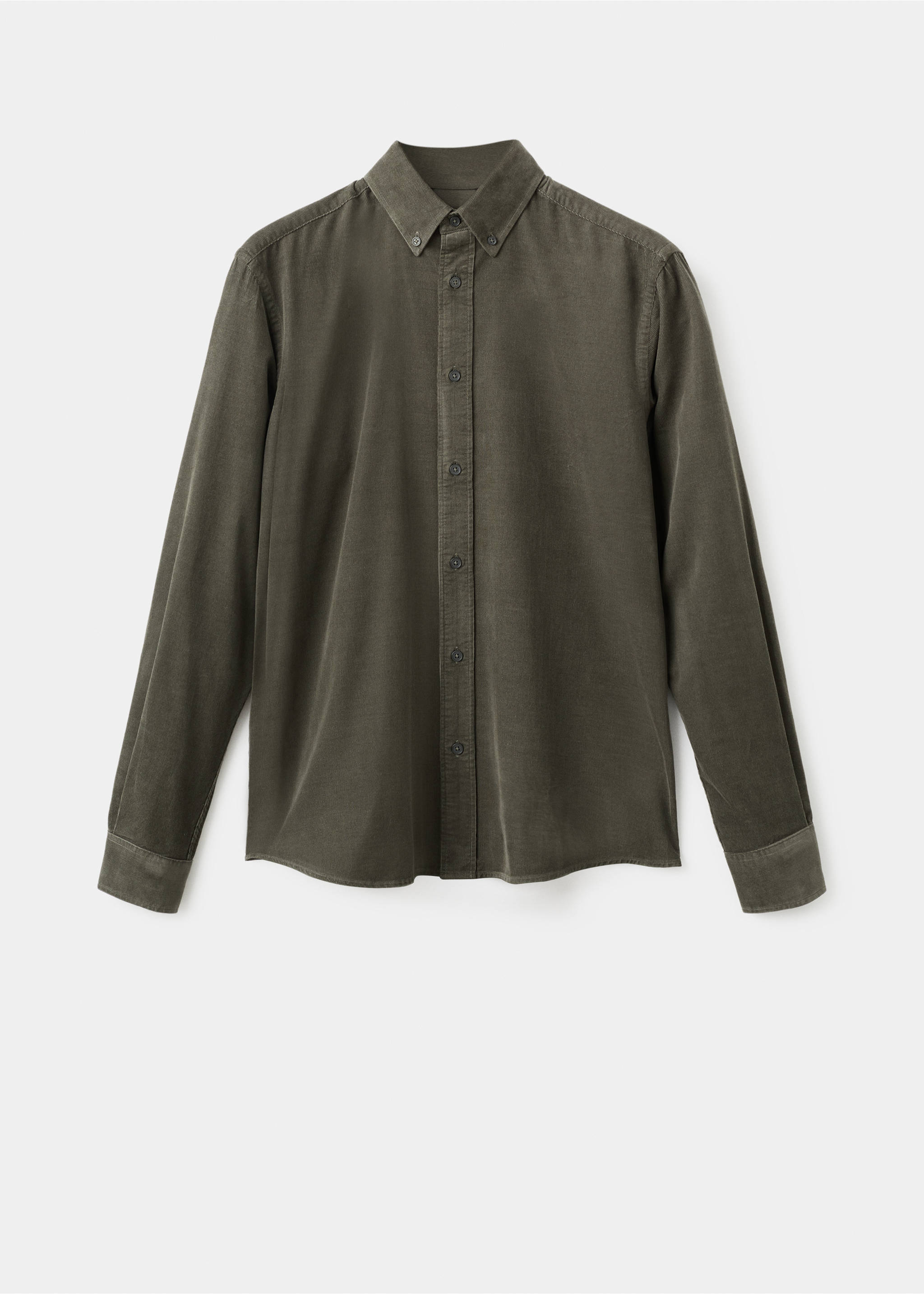 Classic-fit micro-corduroy shirt - Article without model, Dark Green. Ref: 17067899-00.