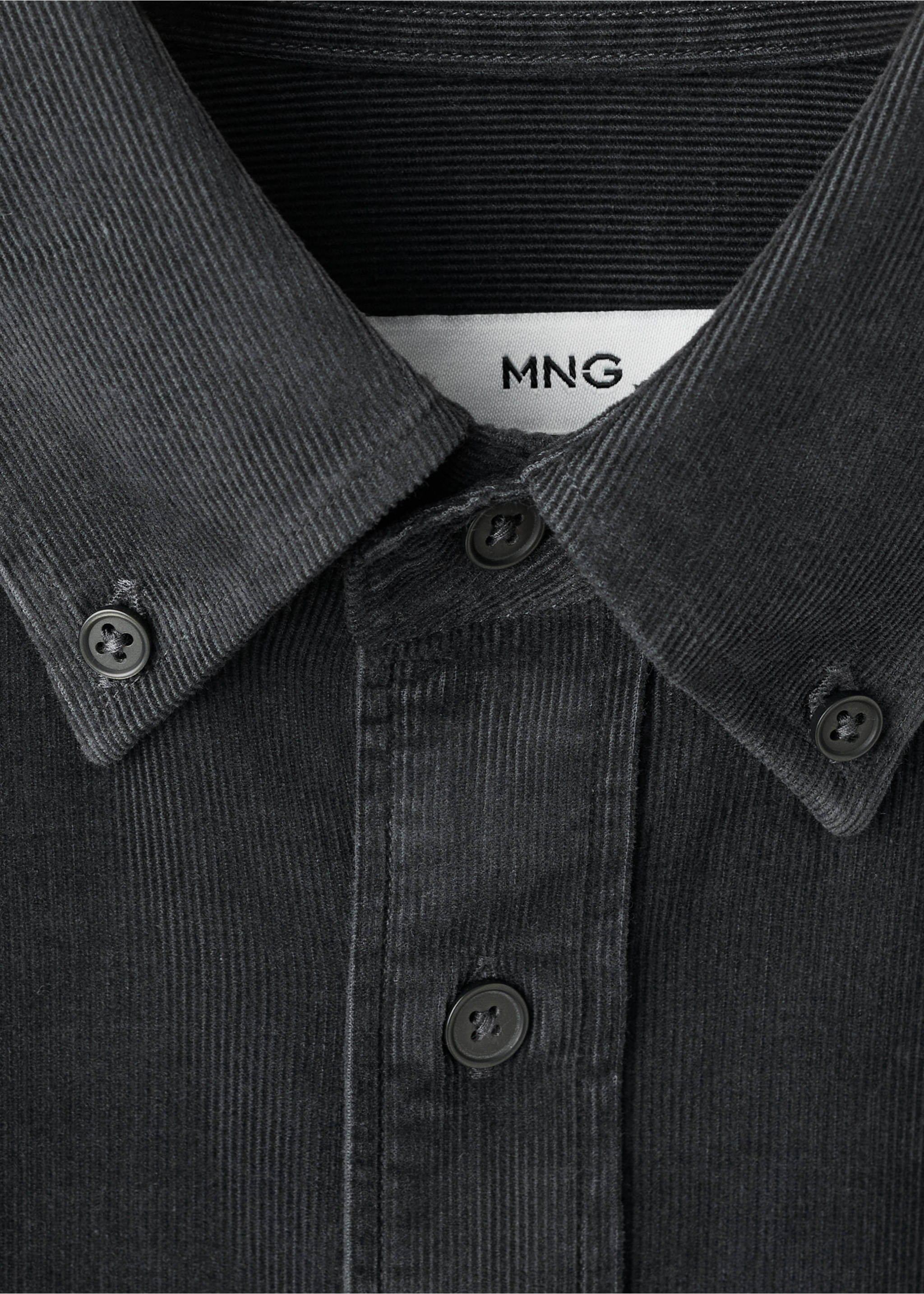 Classic-fit micro-corduroy shirt - Details of the article 8, Grey. Ref: 17067899-00.