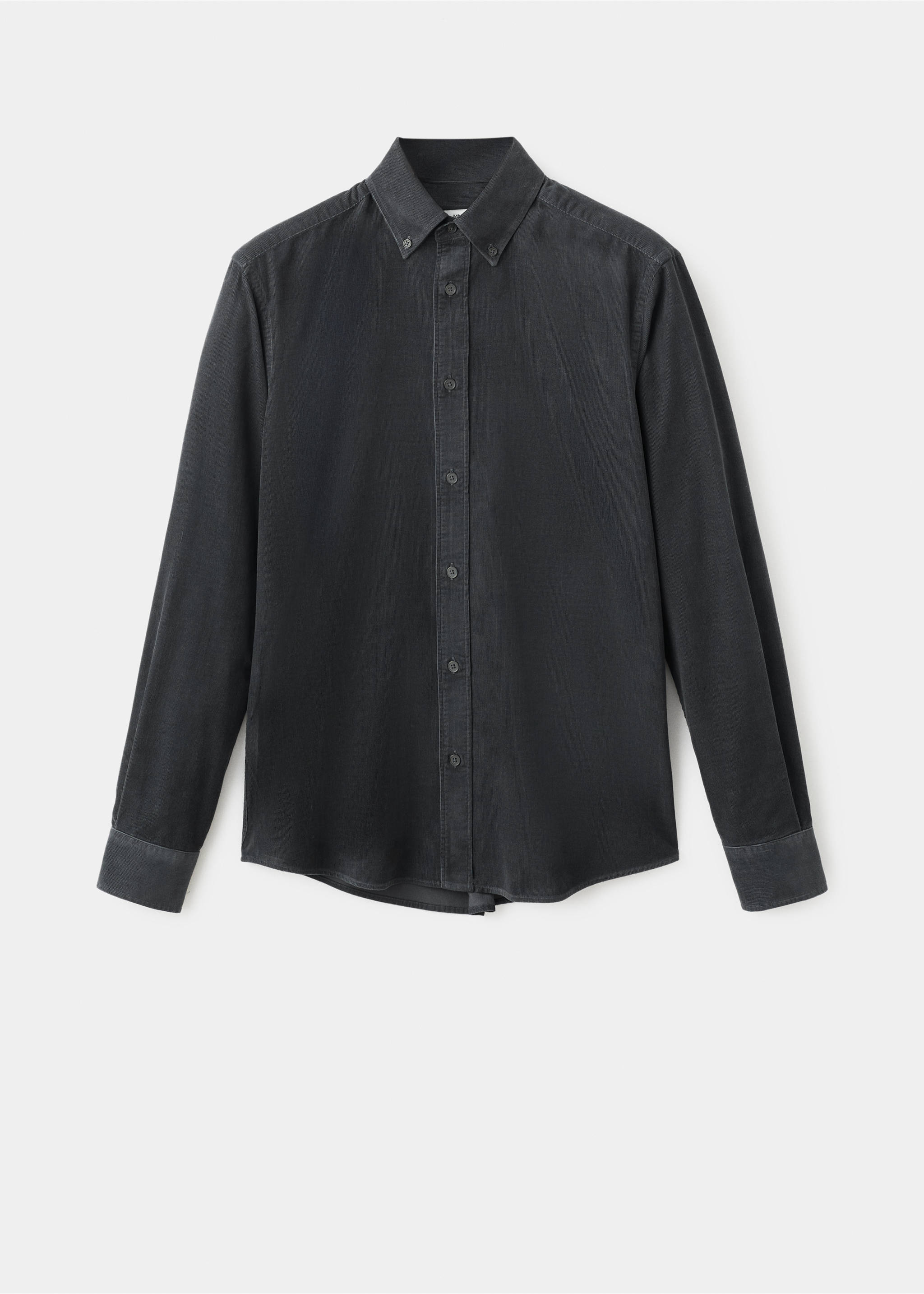 Classic-fit micro-corduroy shirt - Article without model, Grey. Ref: 17067899-00.