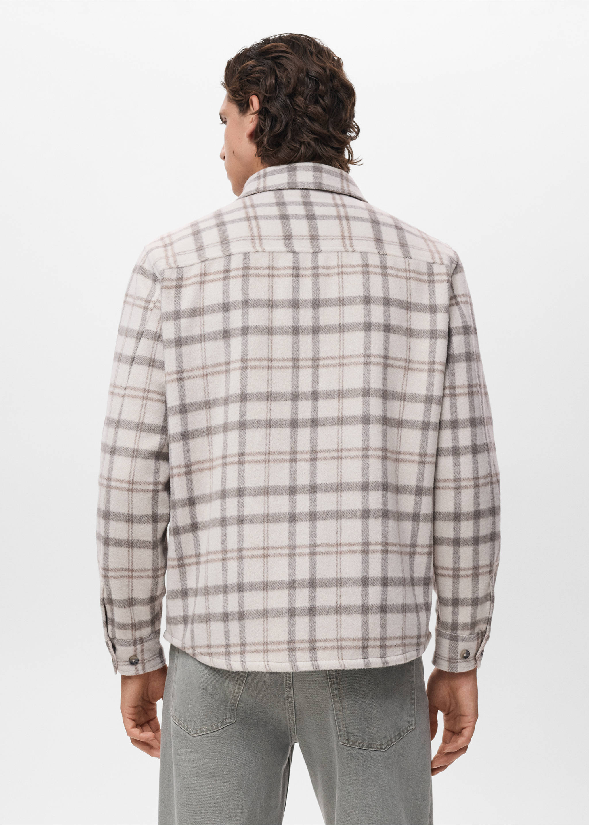 Check flannel overshirt - Reverse of the article, Ecru. Ref: 17067903-00.