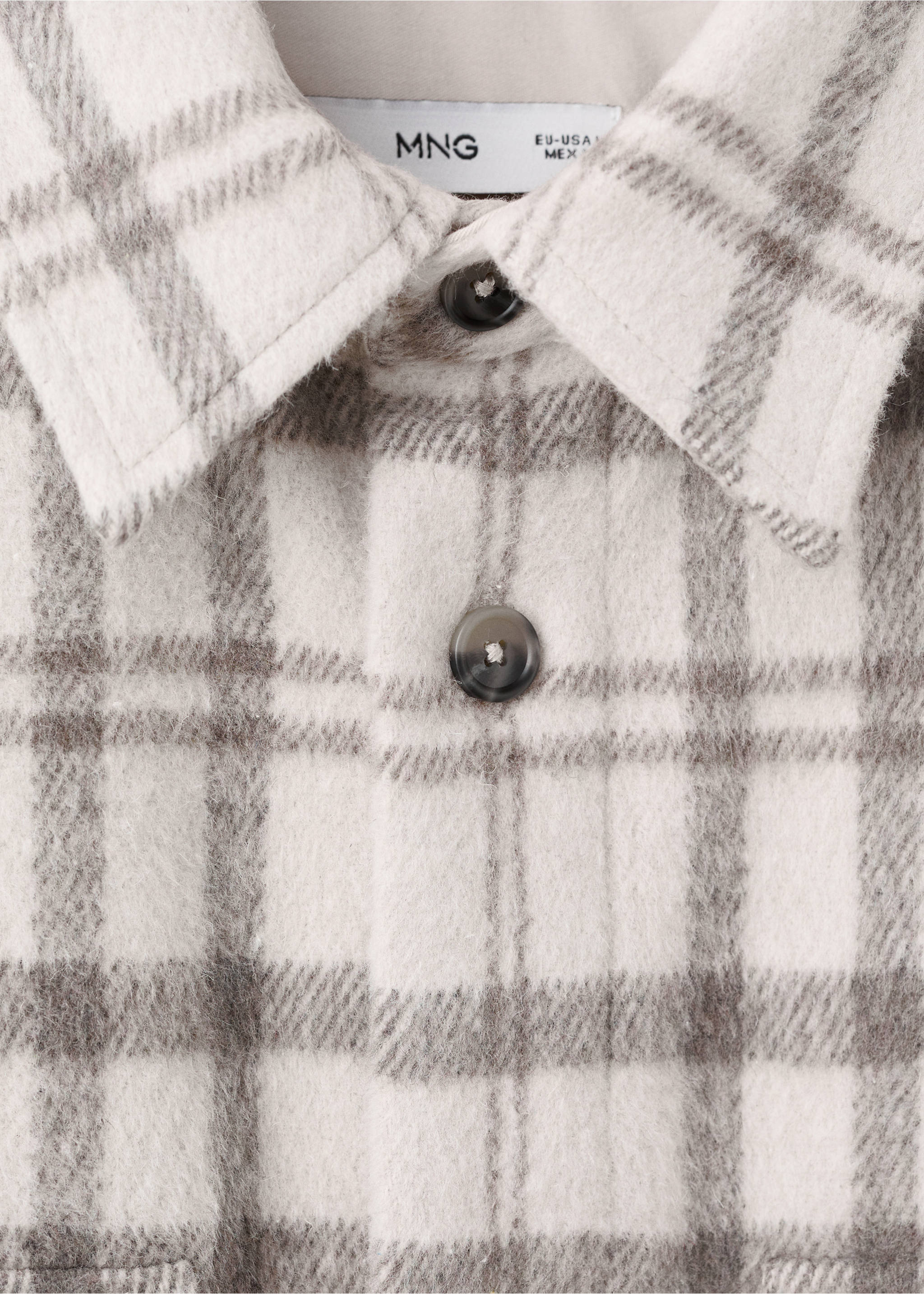 Check flannel overshirt - Details of the article 8, Ecru. Ref: 17067903-00.