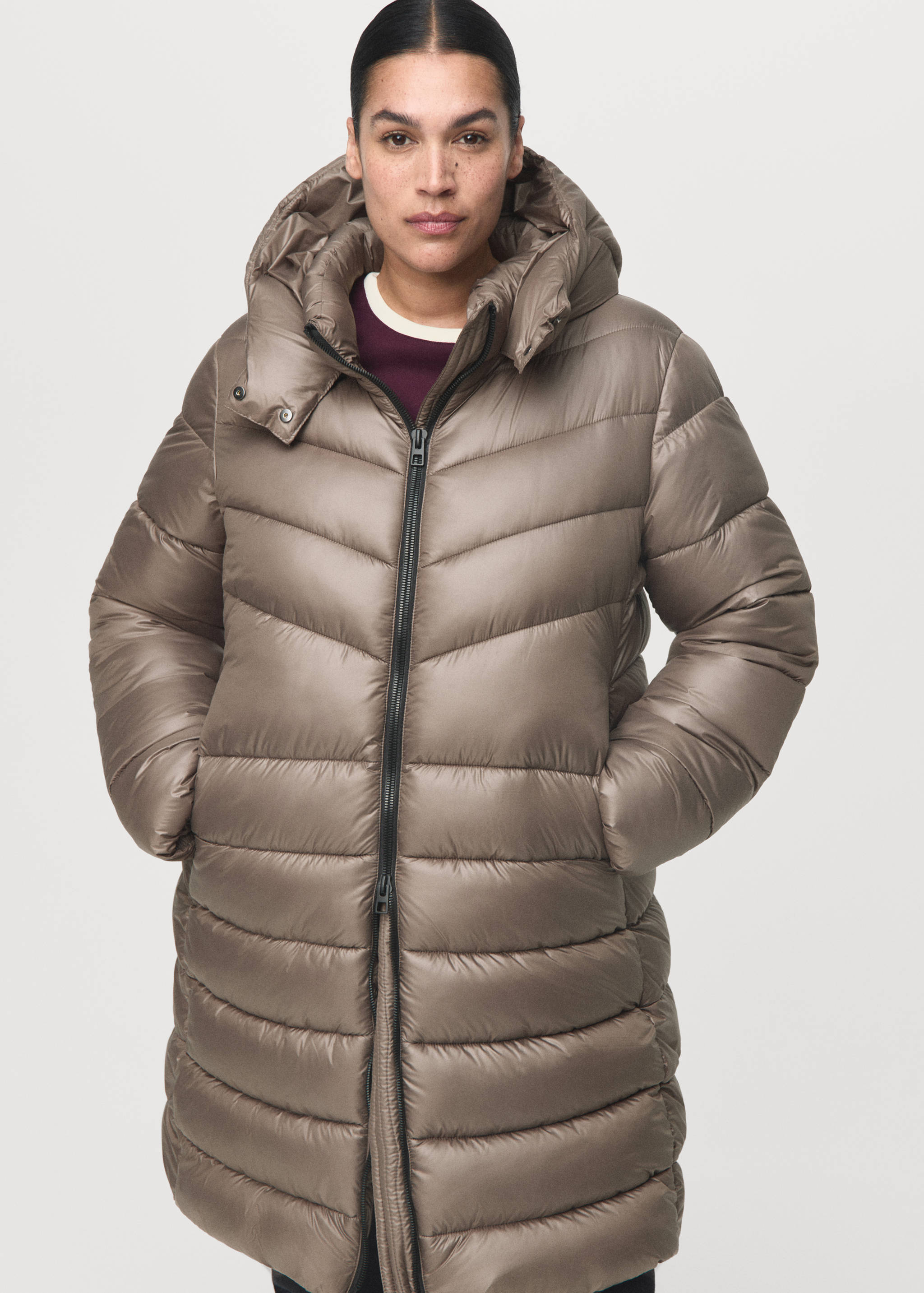 Midi quilted anorak with hood - Details of the article 5