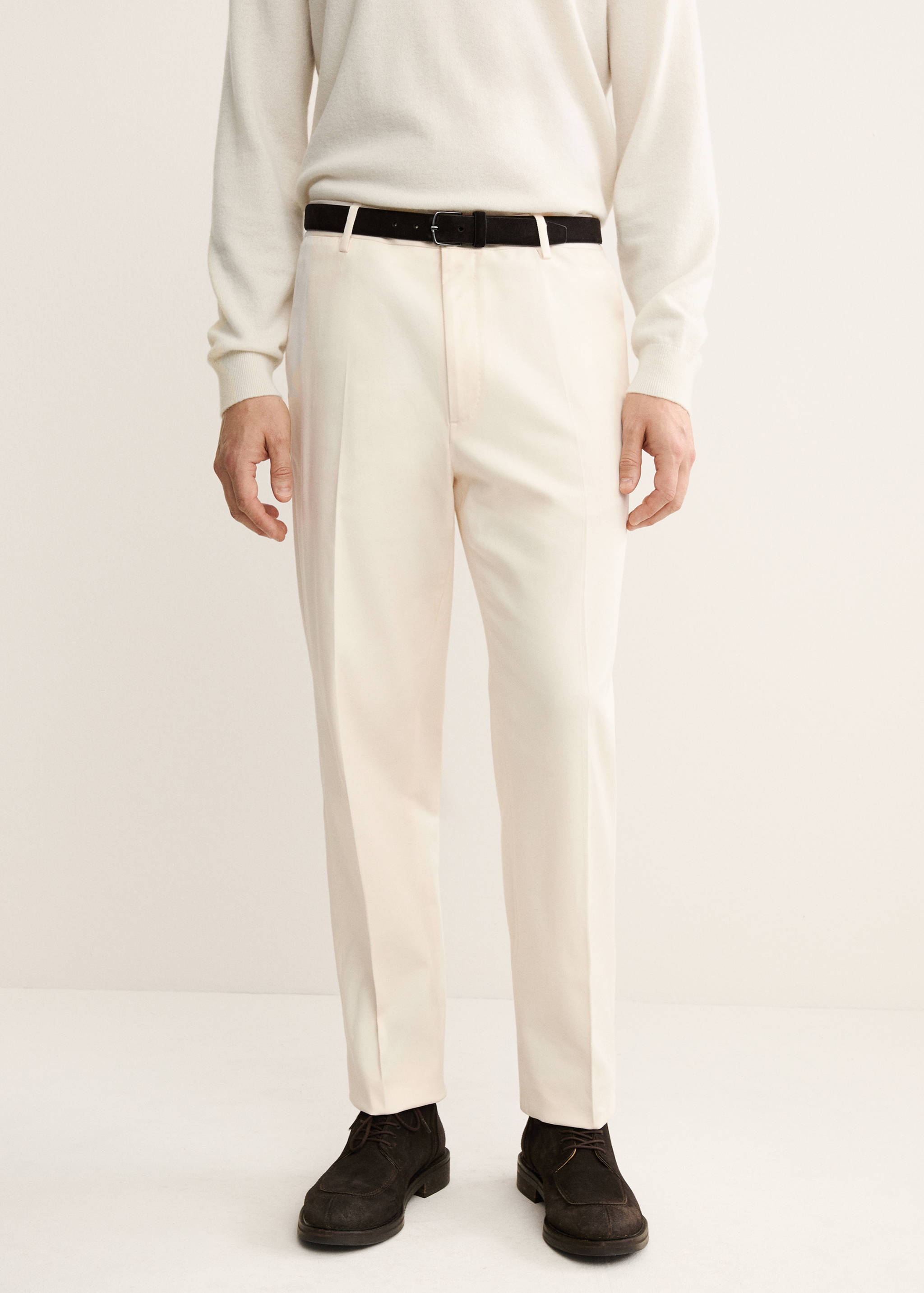Regular-fit cotton trousers - Medium plane