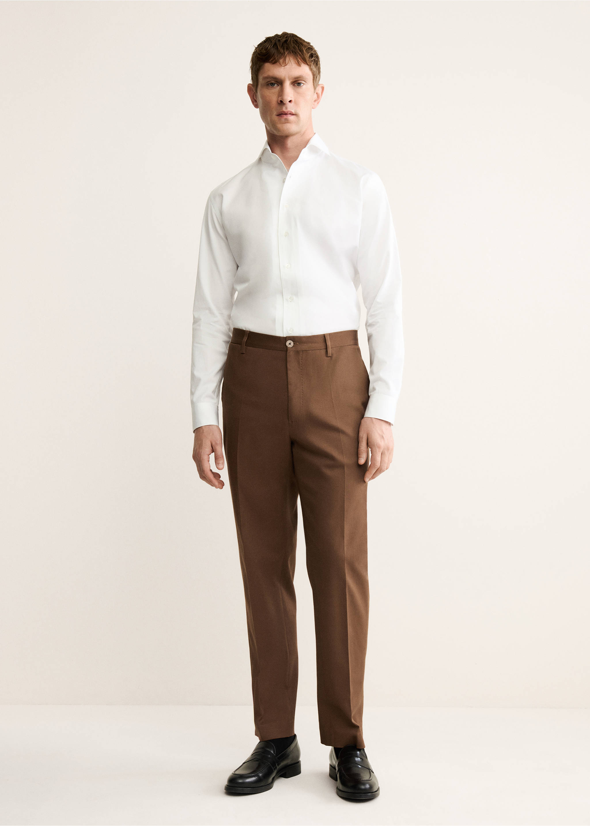 Regular-fit cotton trousers - General plane, Orange. Ref: 17068266-00.